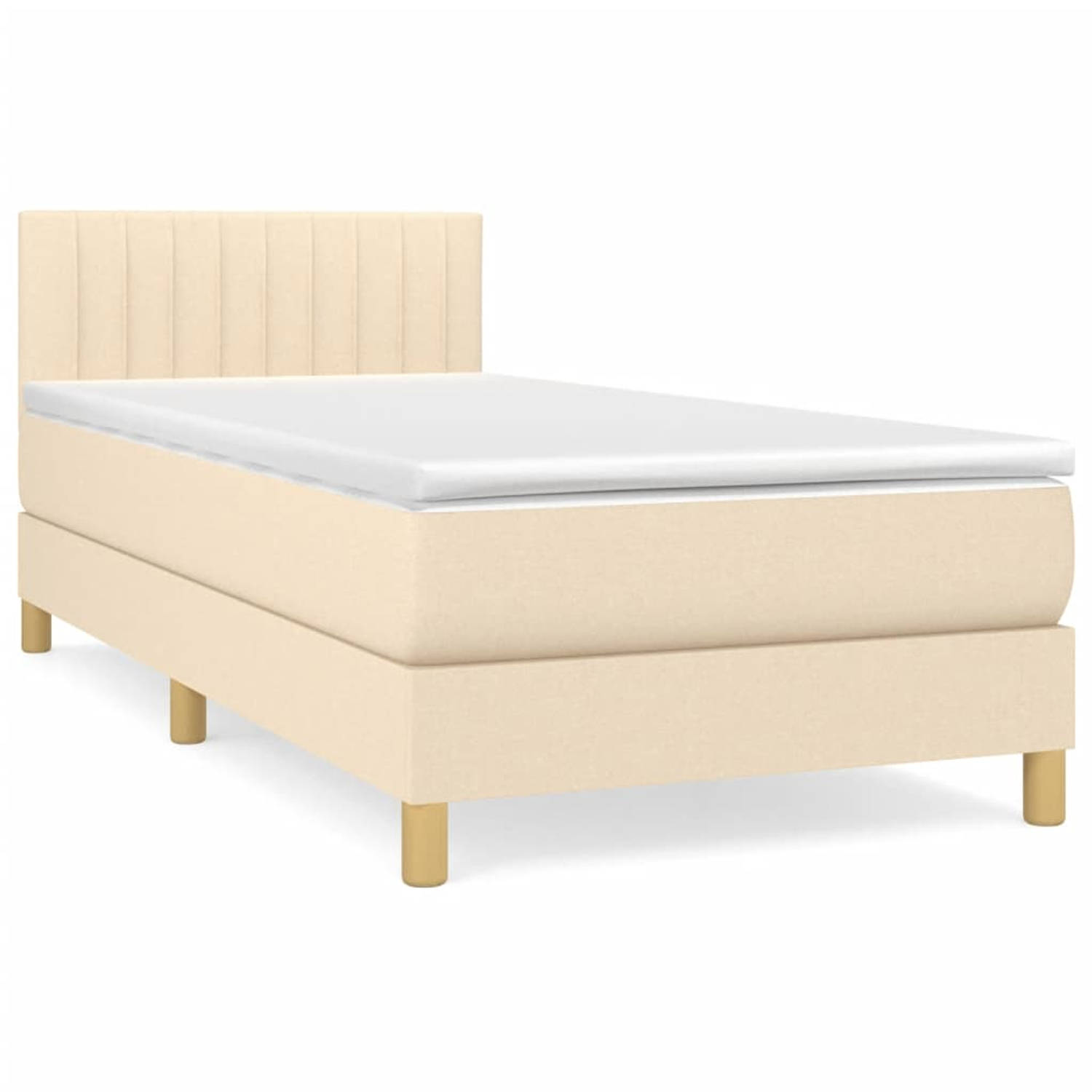 The Living Store Boxspring met matras stof crèmekleurig 100x200 cm - Boxspring - Boxsprings - Bed - Slaapmeubel - Boxspringbed - Boxspring Bed - Tweepersoonsbed - Bed Met Matras -