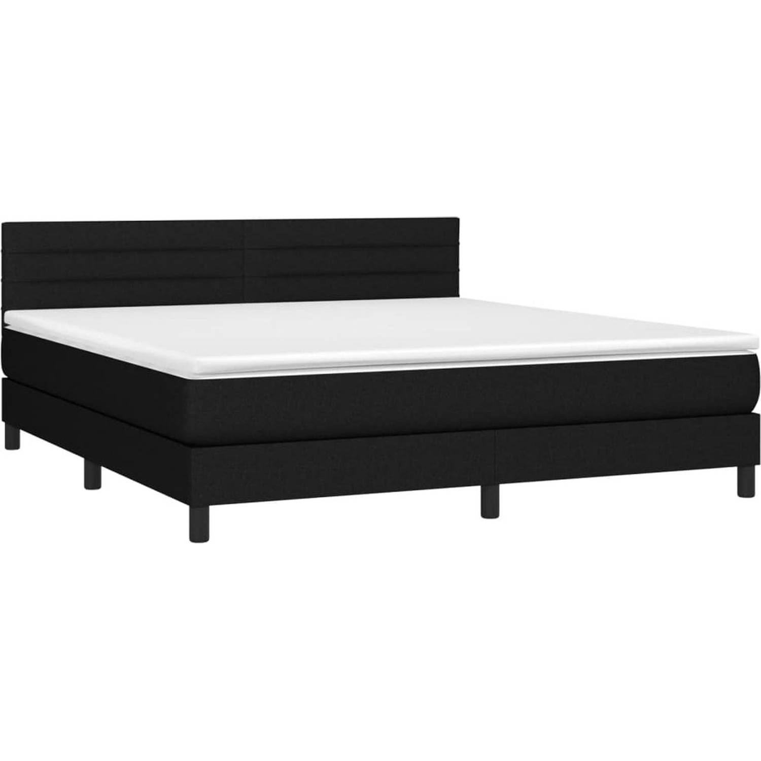 The Living Store Boxspring Bed - LED - Pocketvering - 160x200 - Zwart