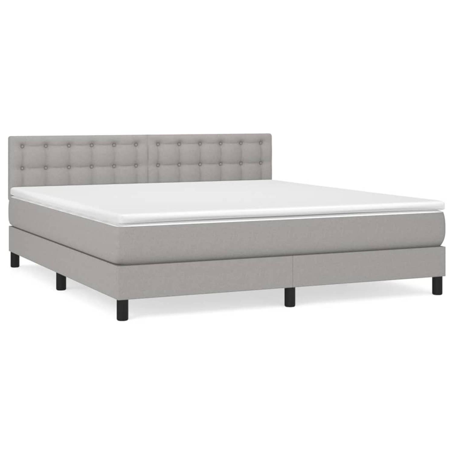 The Living Store Boxspringbed - s - Bed - 203 x 180 x 78/88 cm - Lichtgrijs