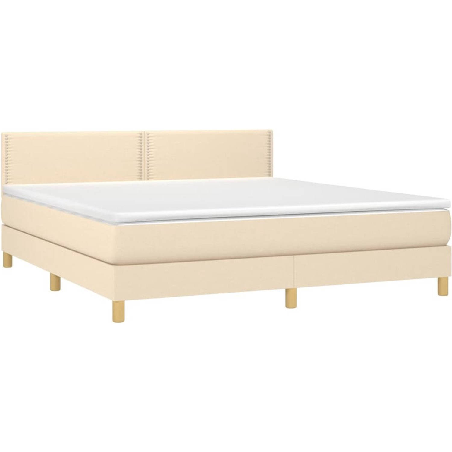 The Living Store Boxspringbed - Bed 160x200 cm - Crème/Wit