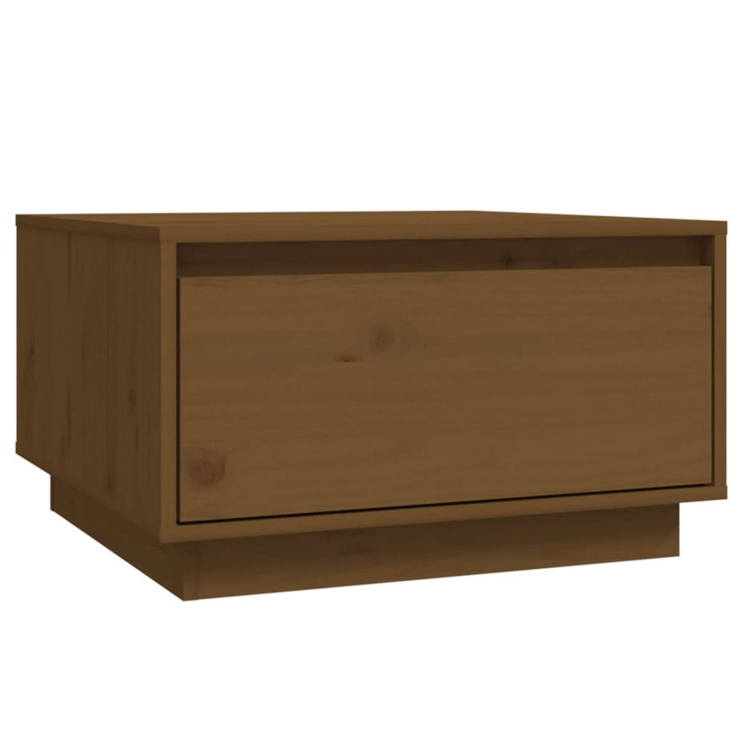 The Living Store Salontafel 55x56x32 cm massief grenenhout honingbruin - Tafel