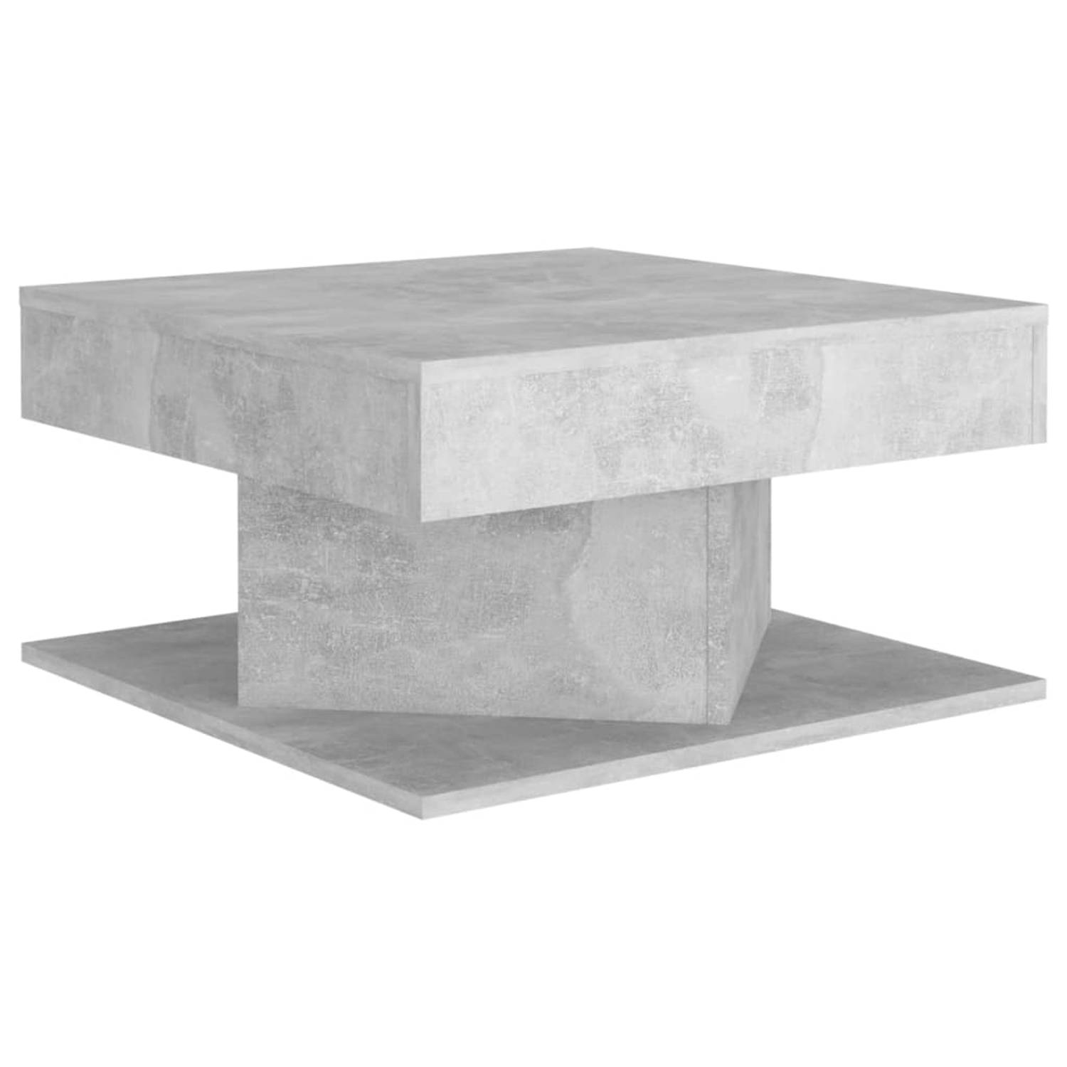 The Living Store Salontafel 57x57x30 cm spaanplaat betongrijs - Tafel