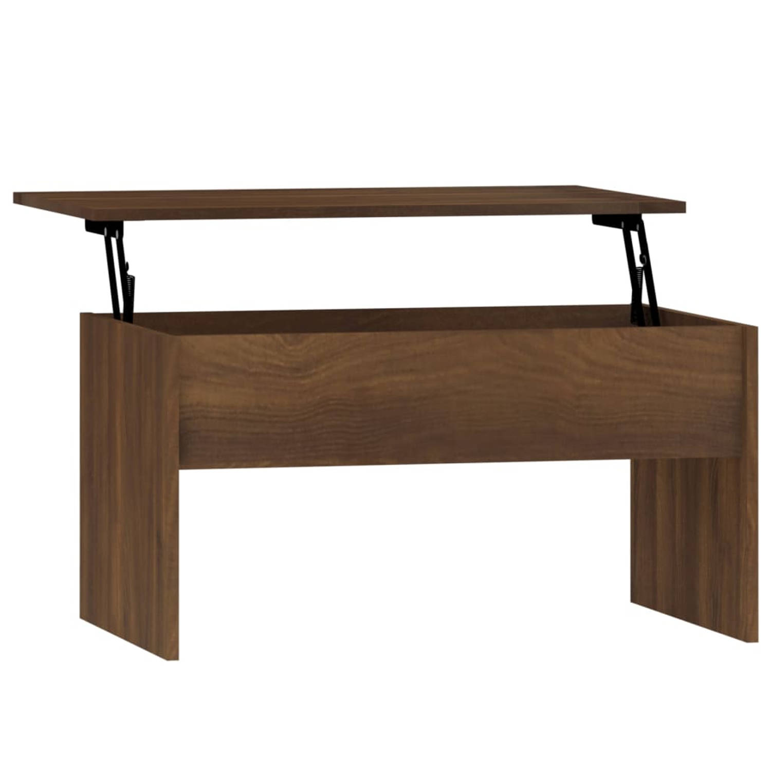 The Living Store Salontafel 80x50-5x41-5 cm bewerkt hout bruineikenkleurig - Tafel