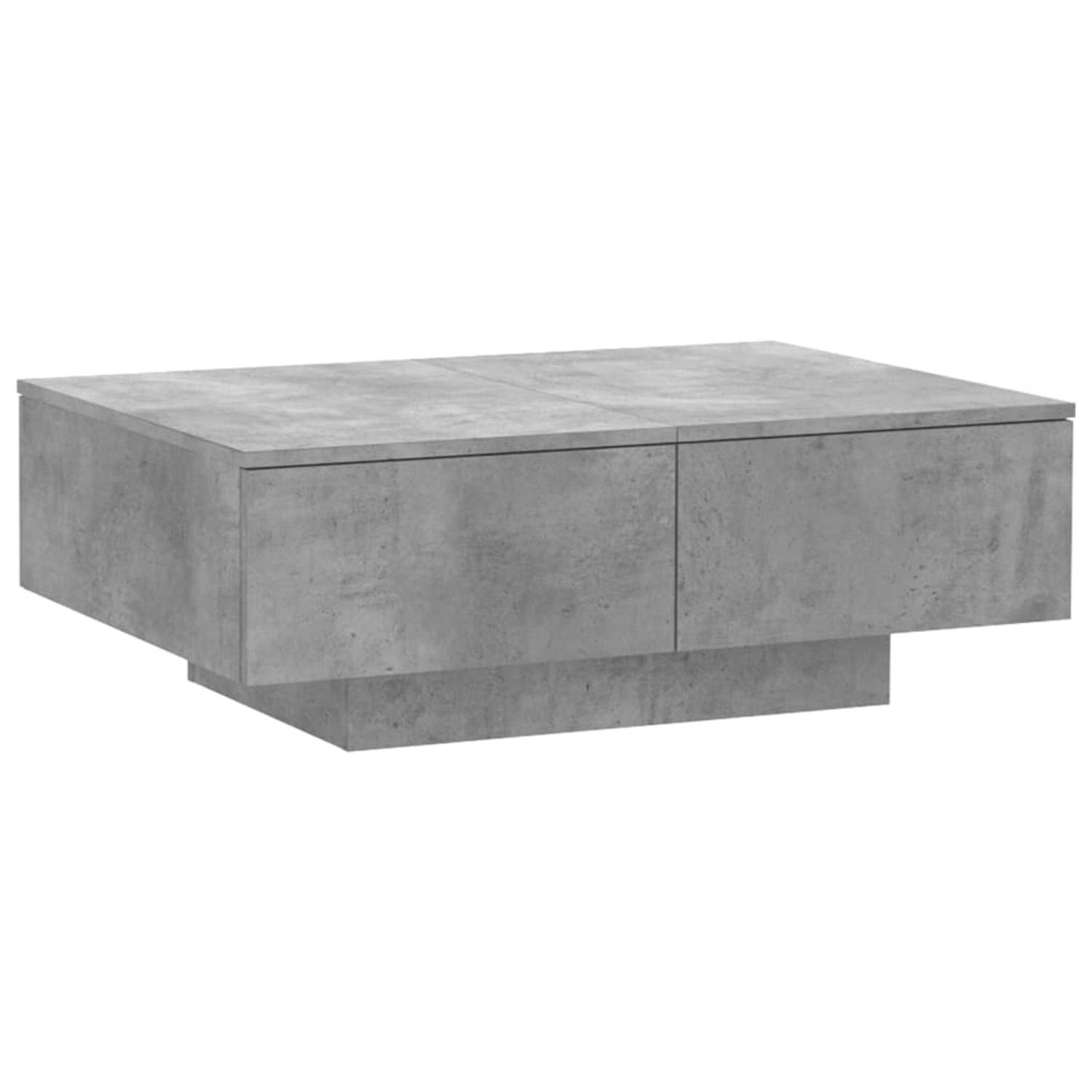 The Living Store Salontafel 90x60x31 cm spaanplaat betongrijs - Tafel