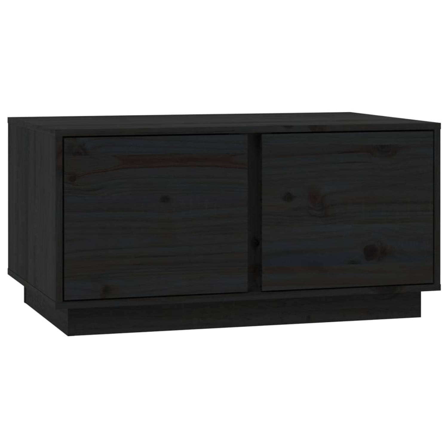 The Living Store Salontafel 80x50x40 cm massief grenenhout zwart - Tafel
