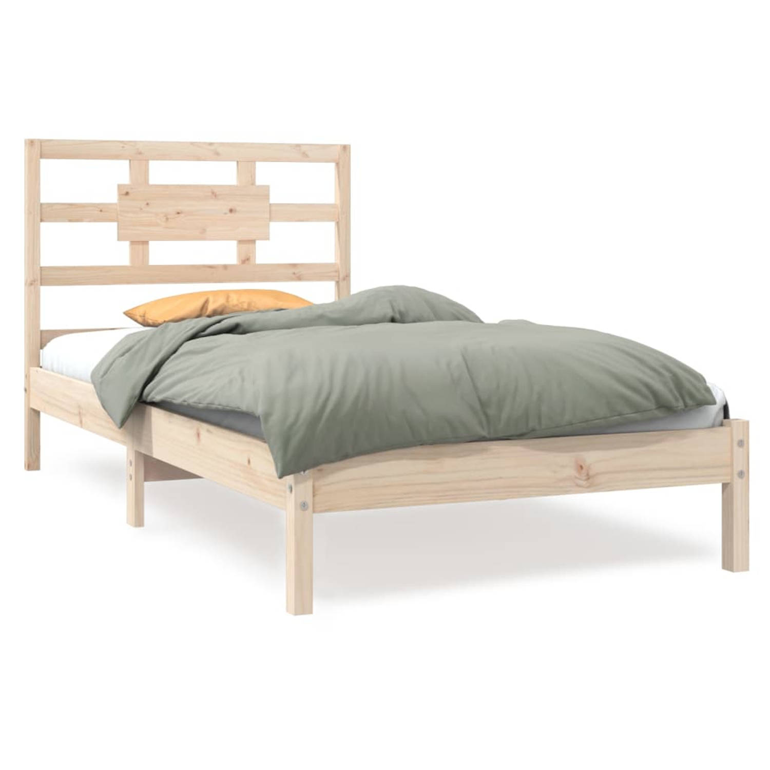 The Living Store Bedframe massief hout 100x200 cm - Bedframe - Bedframes - Eenpersoonsbed - Bed - Bedombouw - Frame - Bed Frame - Ledikant - Bedframe Met Hoofdeinde - Eenpersoonsbe