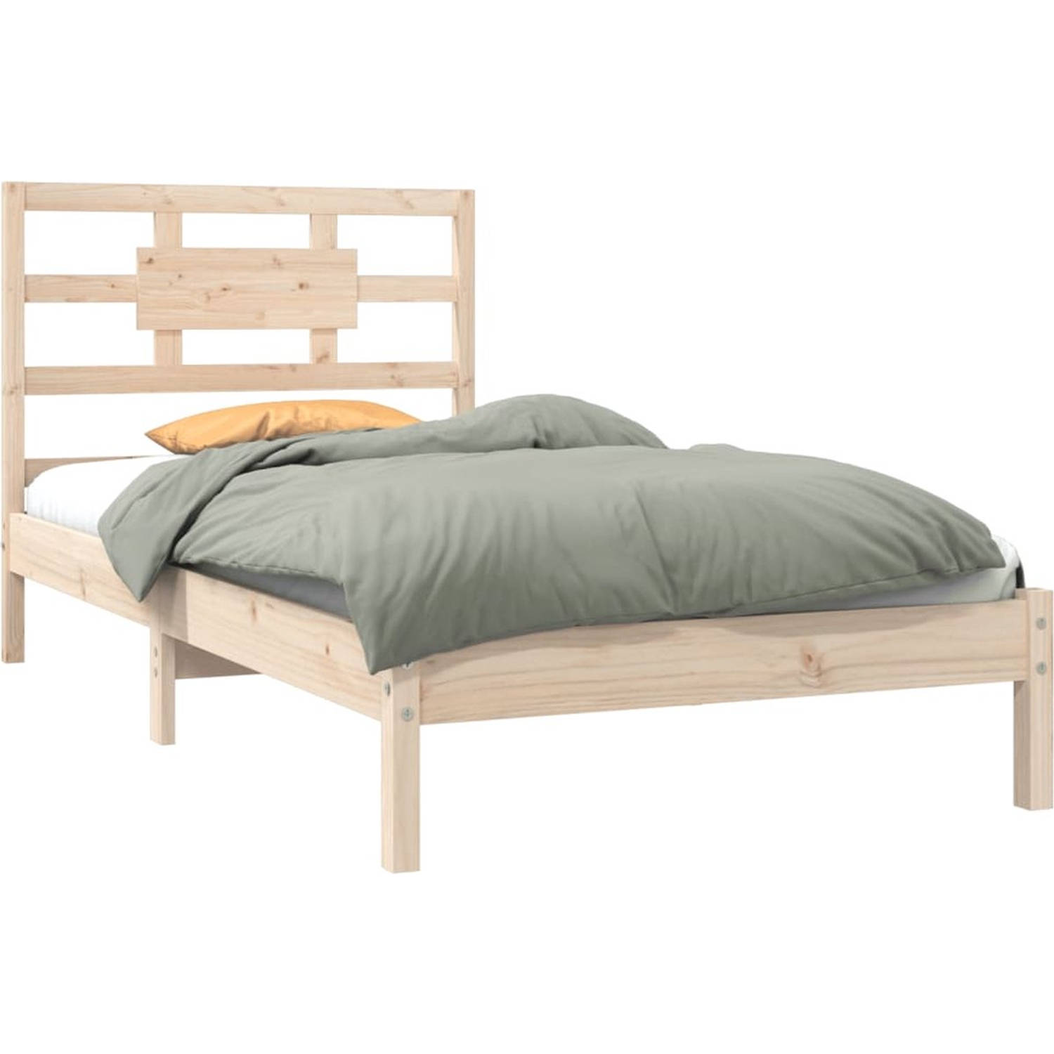 The Living Store Bedframe The Living Store Grenenhouten Bedframe - 195.5 x 95.5 cm - Rustieke Uitstraling