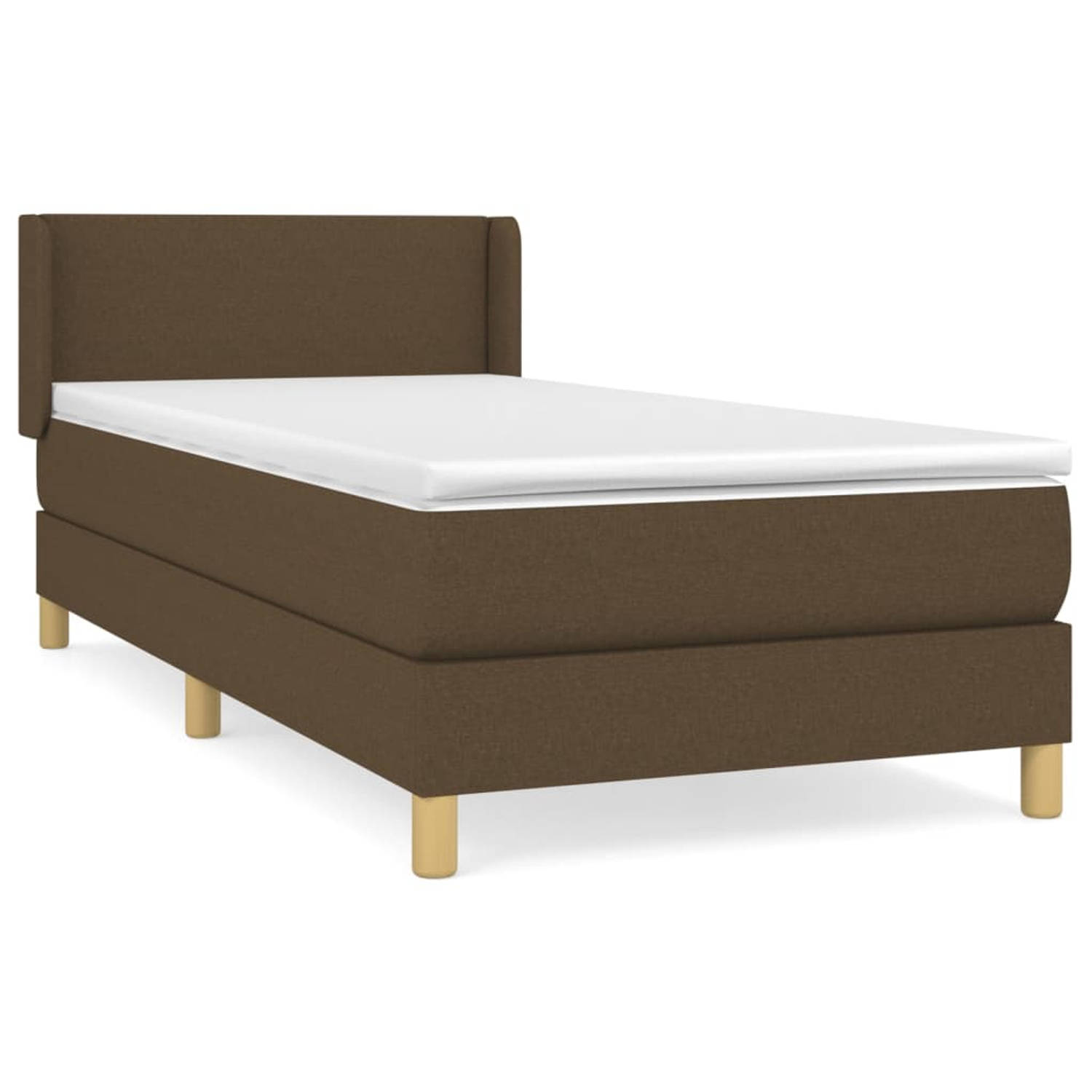The Living Store Boxspring met matras stof donkerbruin 90x190 cm - Bed