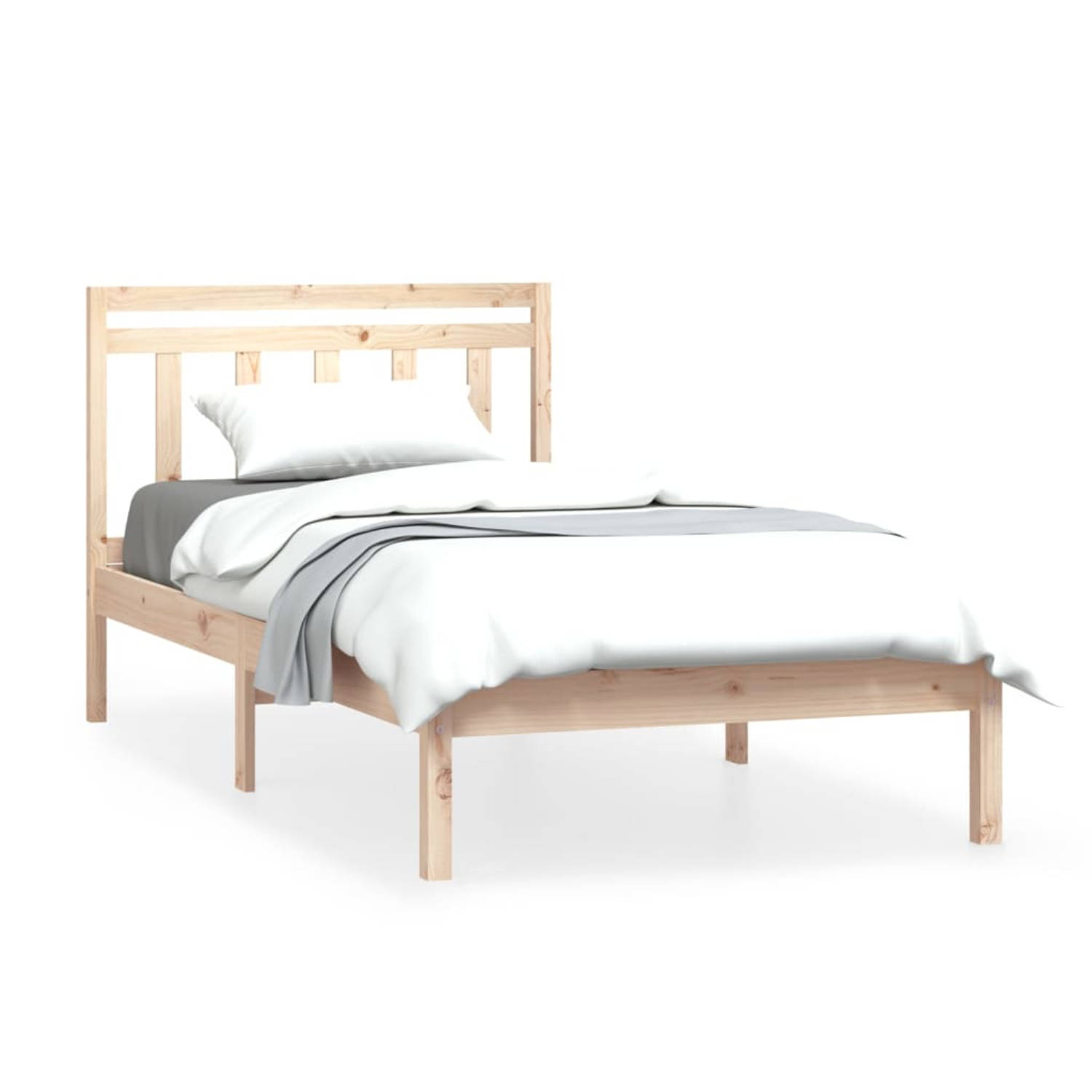 The Living Store Bedframe massief grenenhout 100x200 cm - Bedframe - Bedframes - Eenpersoonsbed - Bed - Bedombouw - Frame - Bed Frame - Ledikant - Bedframe Met Hoofdeinde - Eenpers
