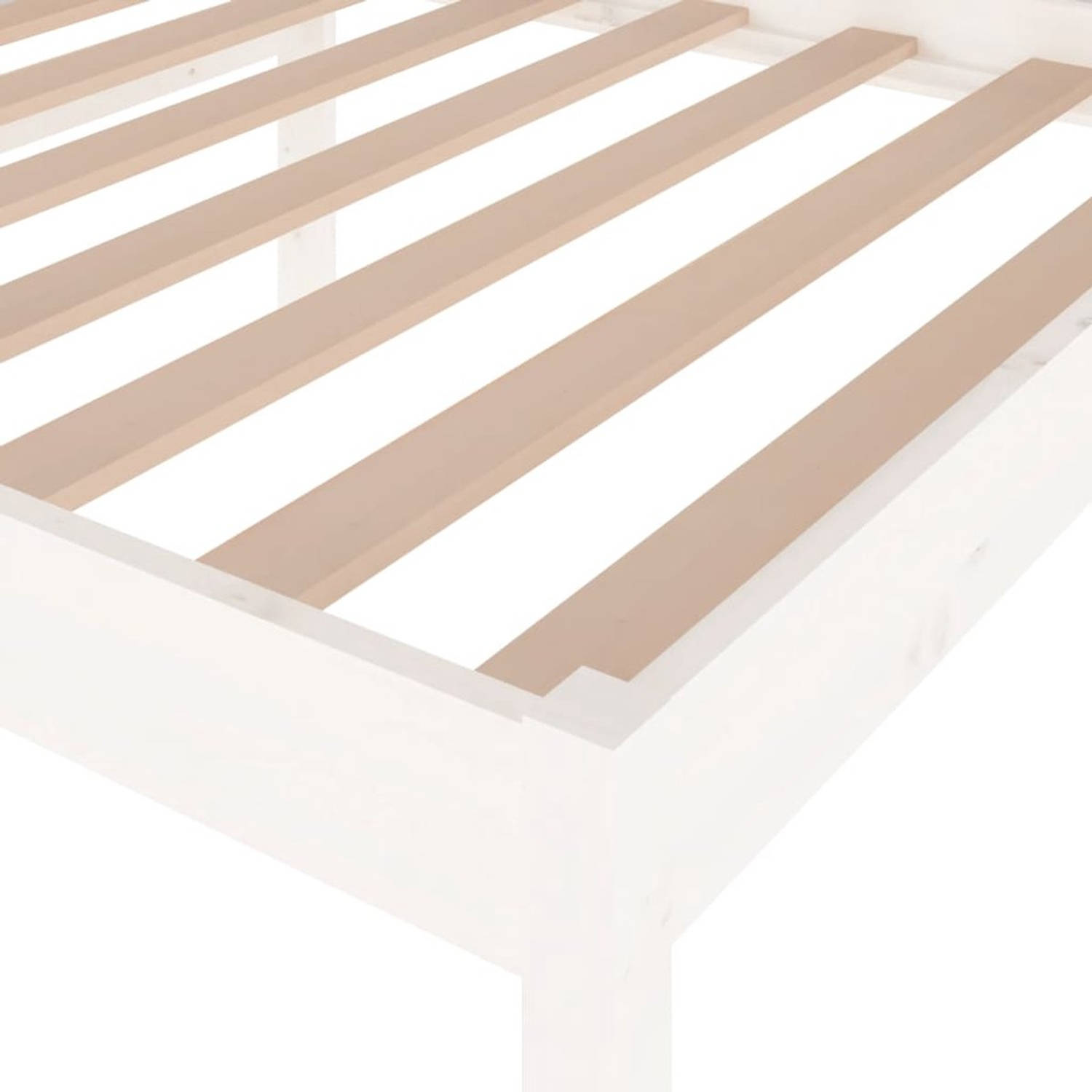 The Living Store Bedframe - Modern - Houten bedframe - Afmeting- 205.5 x 105.5 x 70.5 cm - Kleur- Wit - Materiaal- Massief grenenhout - Geleverd inclusief hoofdeind