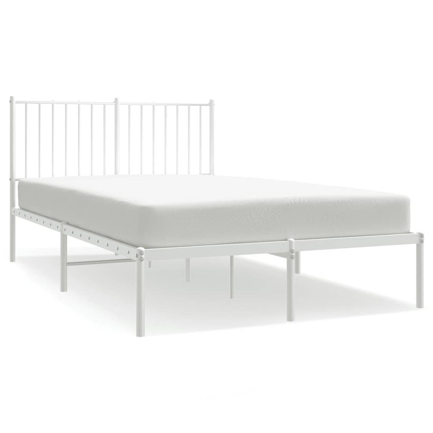 The Living Store Bedframe met hoofdbord metaal wit 120x200 cm - Bed