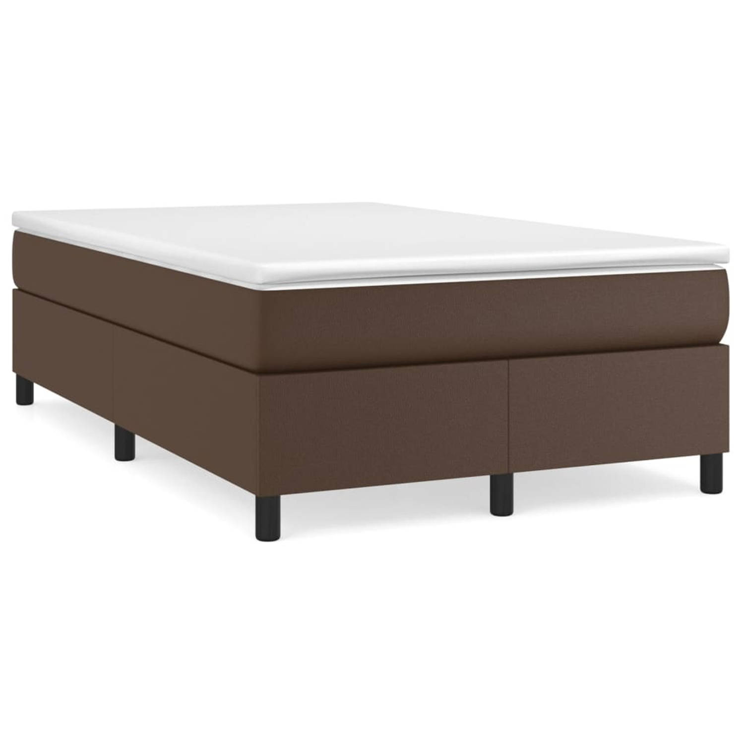 The Living Store Boxspring met matras kunstleer bruin 120x200 cm - Boxspring - Boxsprings - Bed - Slaapmeubel - Boxspringbed - Boxspring Bed - Tweepersoonsbed - Bed Met Matras - Be