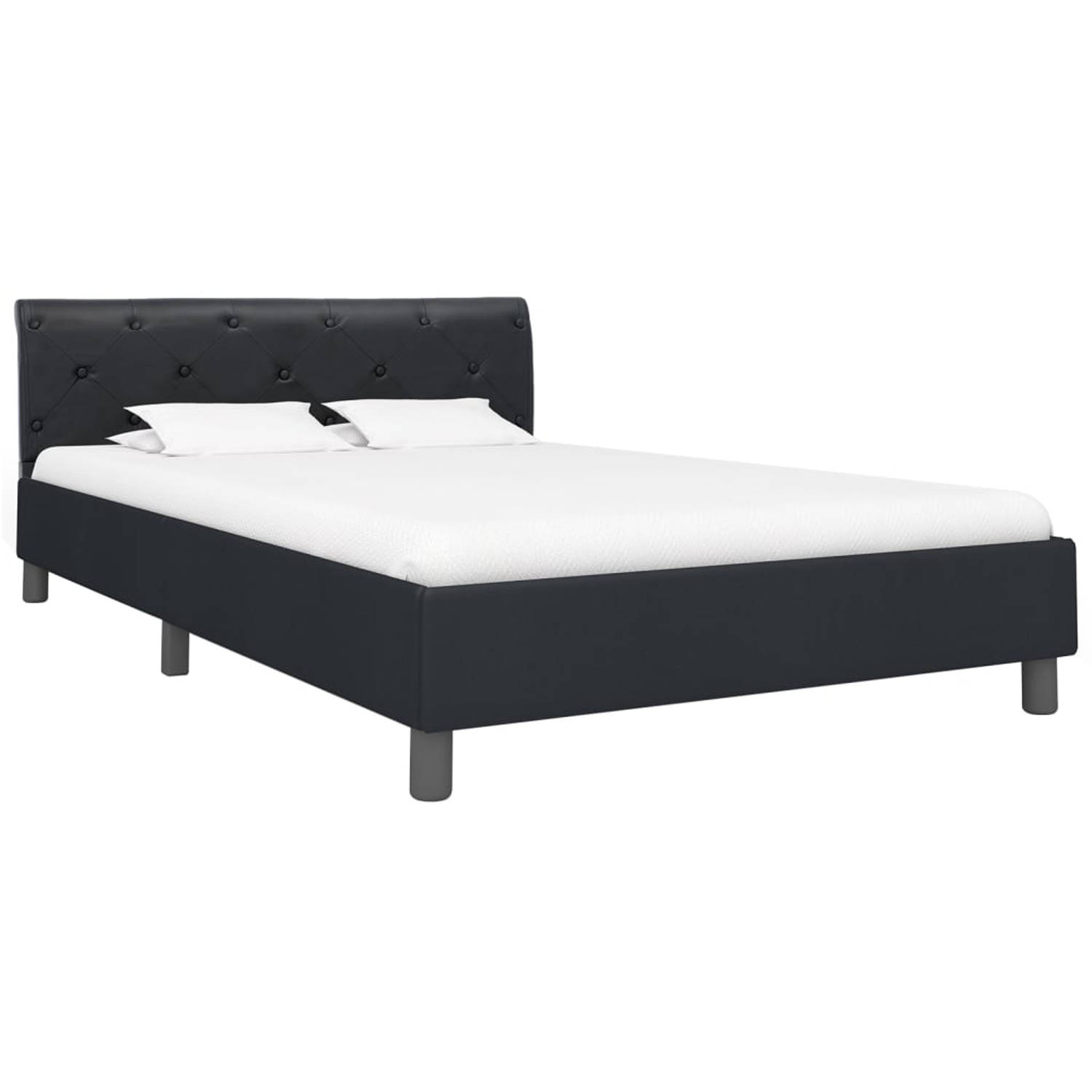 The Living Store Bedframe kunstleer zwart 140x200 cm - Bed