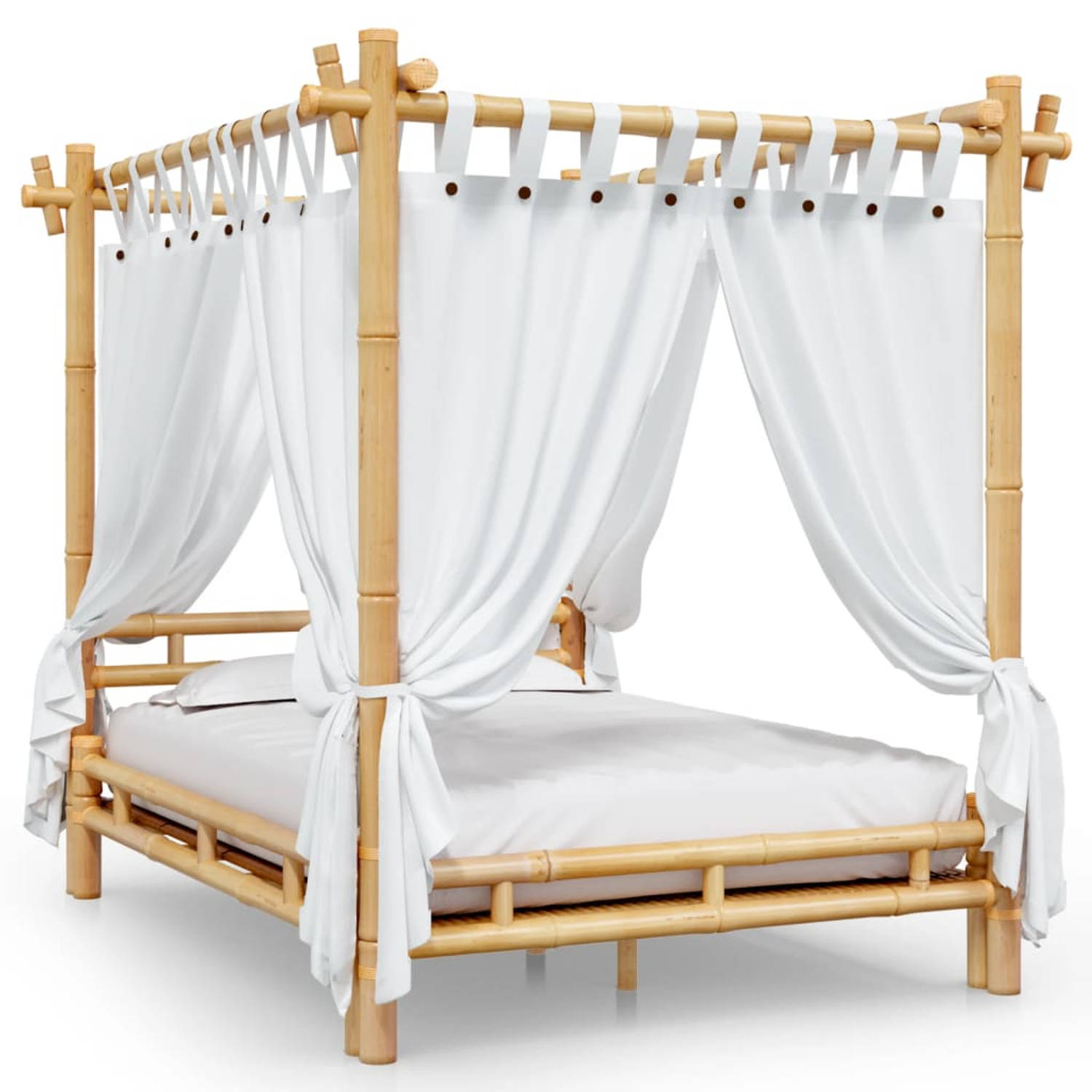 The Living Store Hemelbed 140x200 cm bamboe - Bed