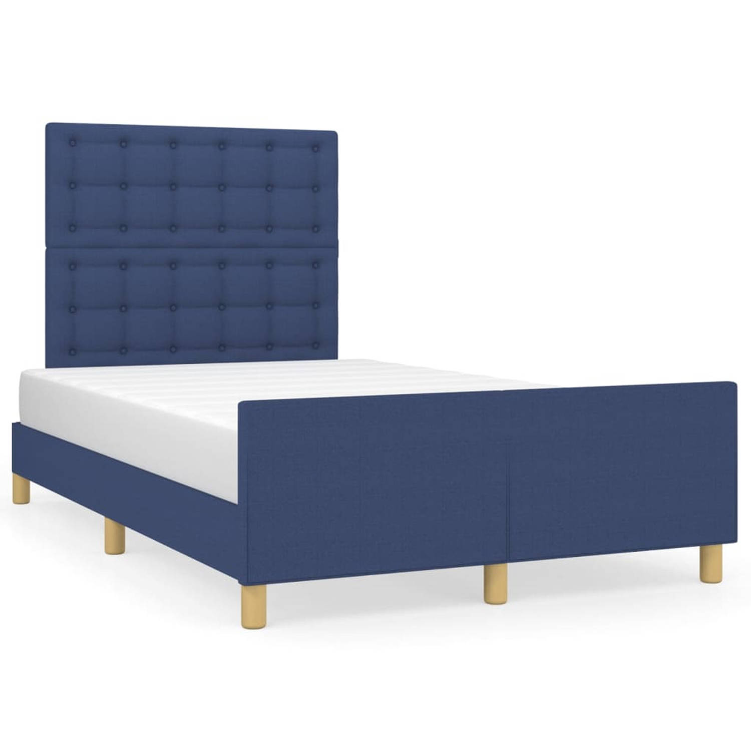 The Living Store Bedframe - Comfort - Bedframes - 203 x 126 x 118/128 cm - Blauw