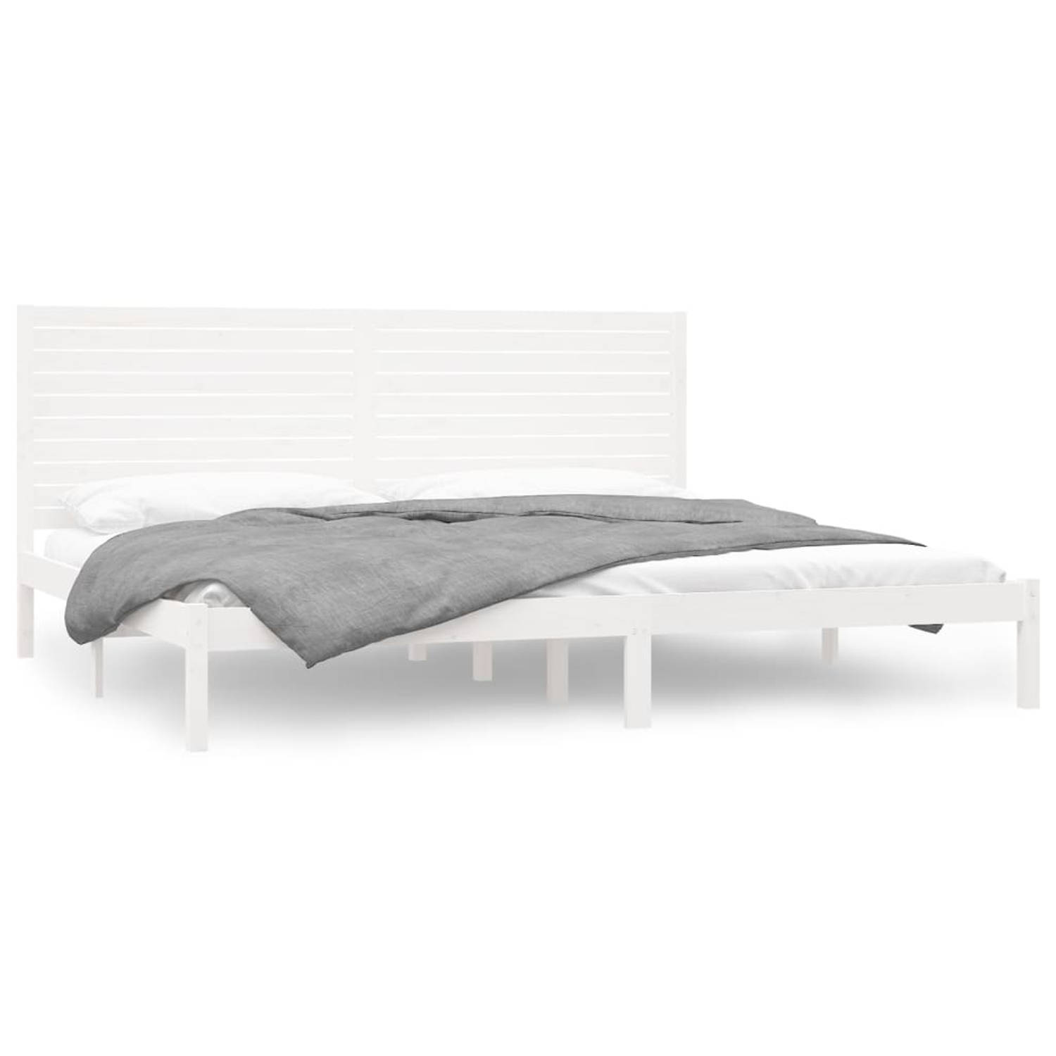 The Living Store Bedframe massief hout wit 200x200 cm - Bedframe - Bedframes - Tweepersoonsbed - Bed - Bedombouw - Dubbel Bed - Frame - Bed Frame - Ledikant - Bedframe Met Hoofdein