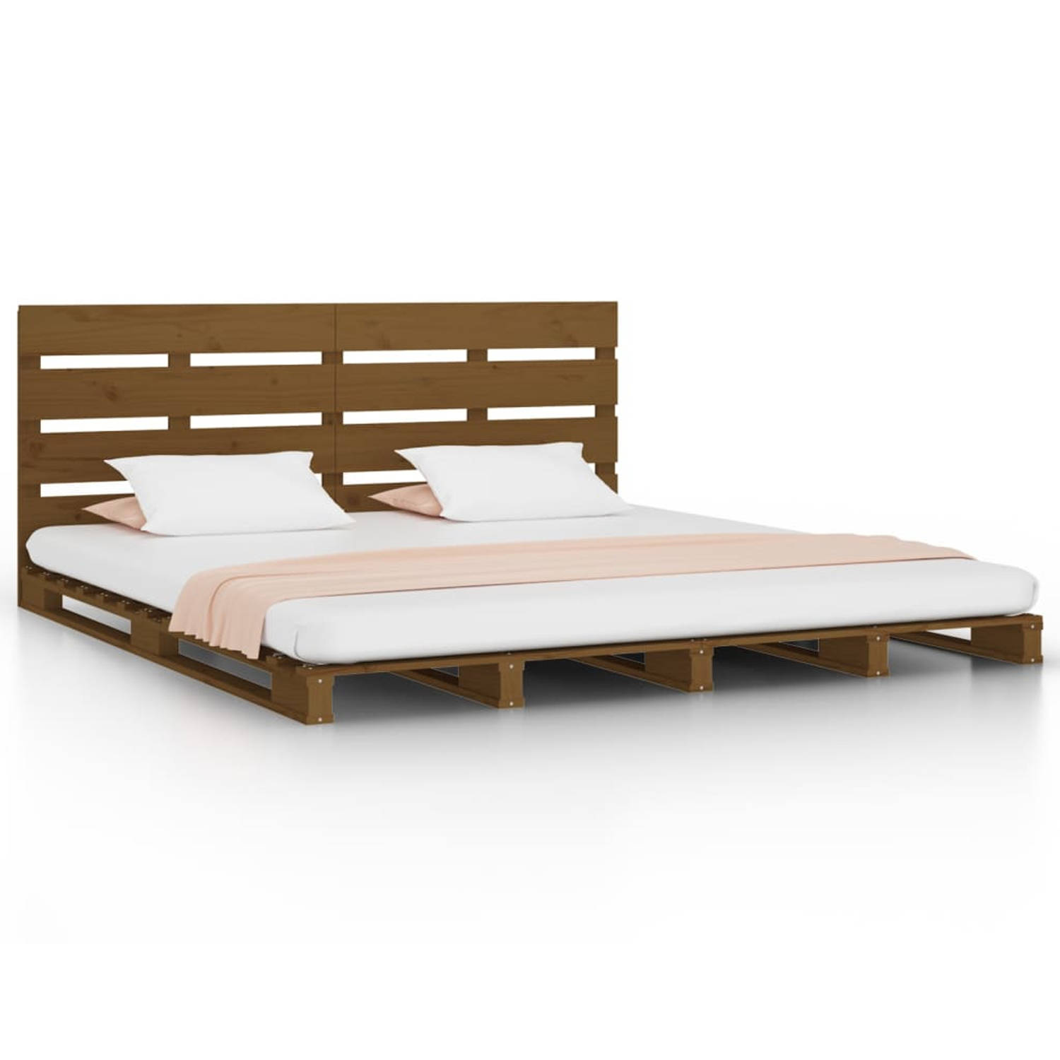 The Living Store Bedframe grenenhout honingbruin 120x190 cm 4FT Small Double - Bedframe - Bedframes - Bed - Bedbodem - Ledikant - Bed Frame - Massief Houten Bedframe - Slaapmeubel