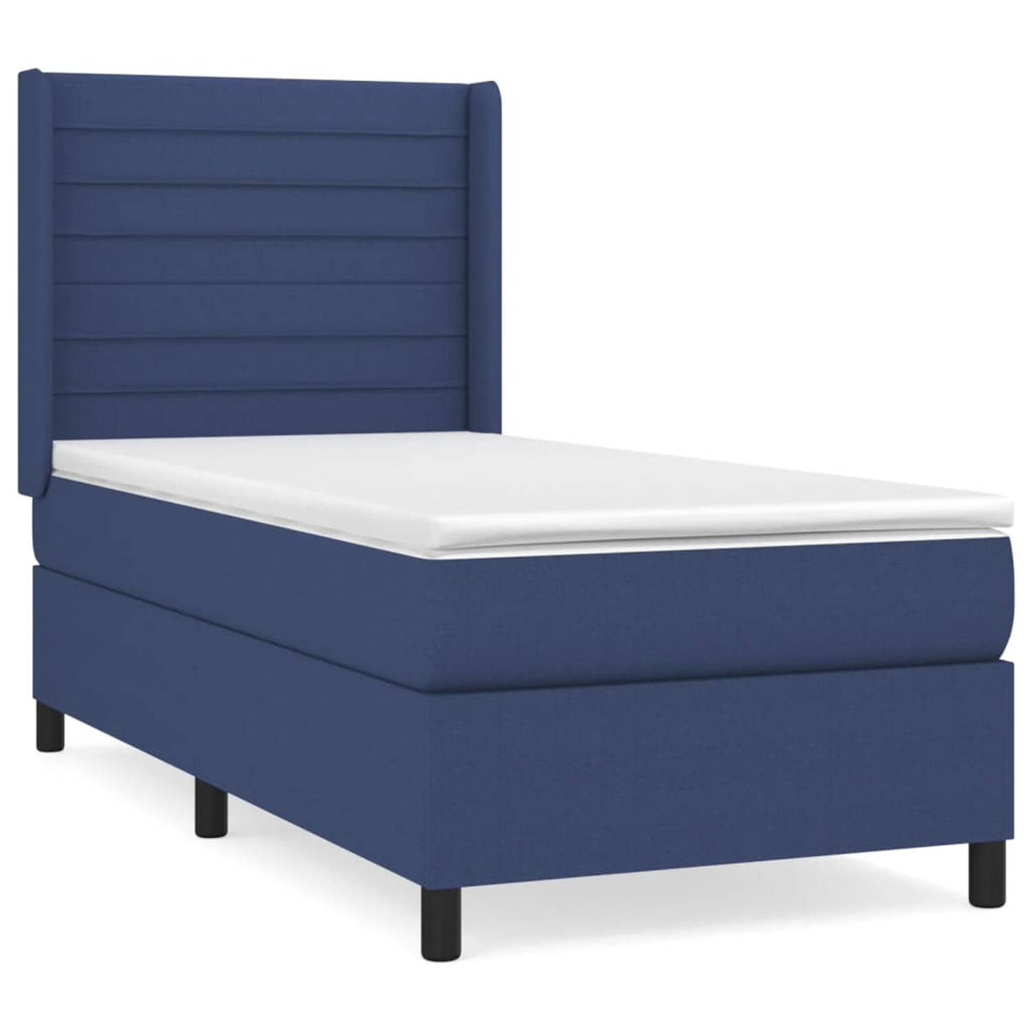 The Living Store Boxspringbed - Blauw - 203 x 103 x 118/128 cm - Duurzaam - Comfortabel