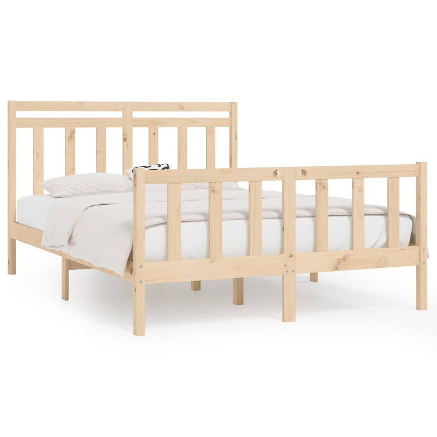 The Living Store Bedframe massief grenenhout 150x200 cm 5FT King Size - Bedframe - Bedframes - Massief Houten Bed - Tweepersoonsbed - Bed - Bedombouw - Dubbel Bed - Frame - Bed Fra