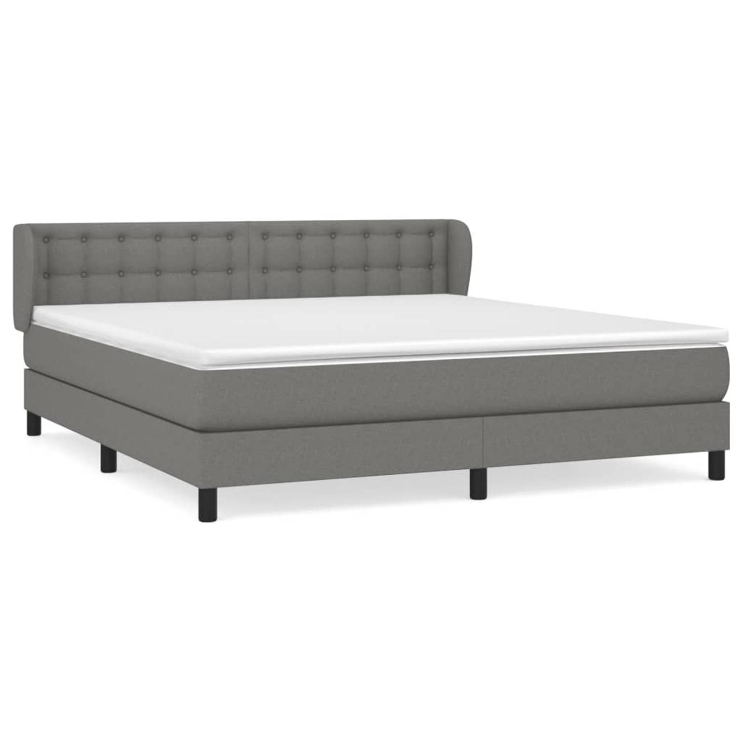 The Living Store Boxspring met matras stof donkergrijs 180x200 cm - Bed