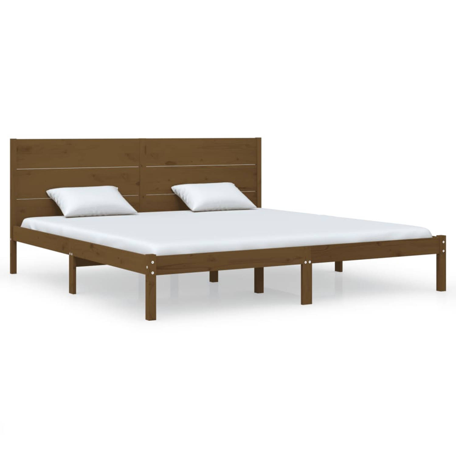 The Living Store Bedframe massief grenenhout honingbruin 200x200 cm - Bedframe - Bedframes - Tweepersoonsbed - Bed - Bedombouw - Dubbel Bed - Frame - Bed Frame - Ledikant - Houten