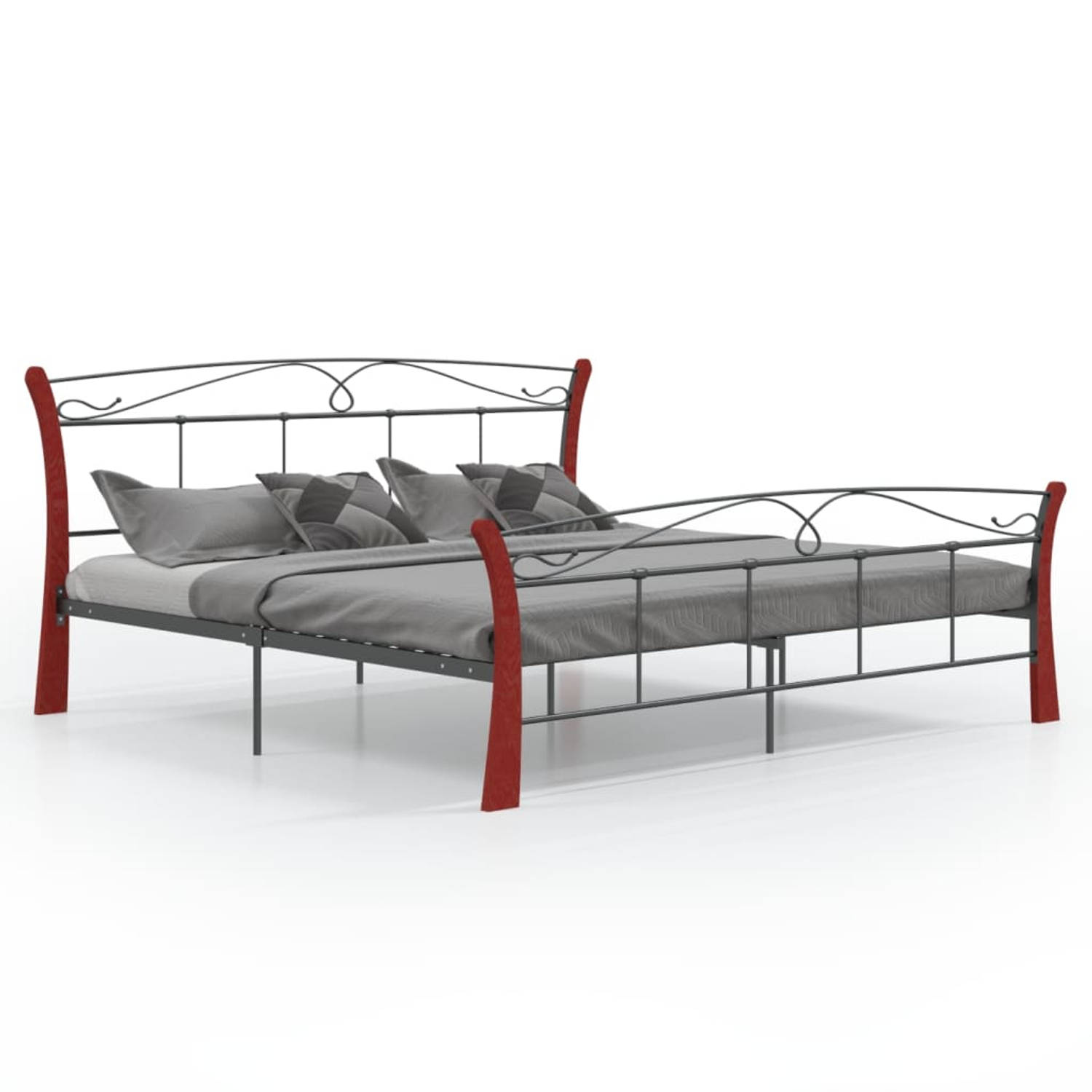 The Living Store Bedframe metaal zwart 200x200 cm - Bedframe - Bedframe - Bed Frame - Bed Frames - Bed - Bedden - 2-persoonsbed - 2-persoonsbedden - Tweepersoons Bed