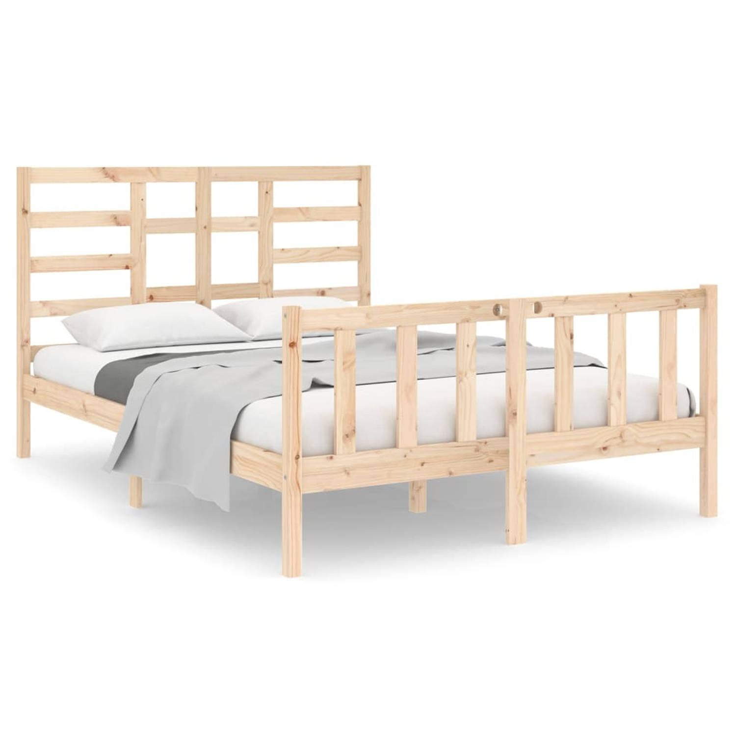 The Living Store Bedframe massief hout 120x190 cm 4FT Small Double - Bedframe - Bedframes - Bed - Bedbodem - Ledikant - Bed Frame - Massief Houten Bedframe - Slaapmeubel - Tweepers