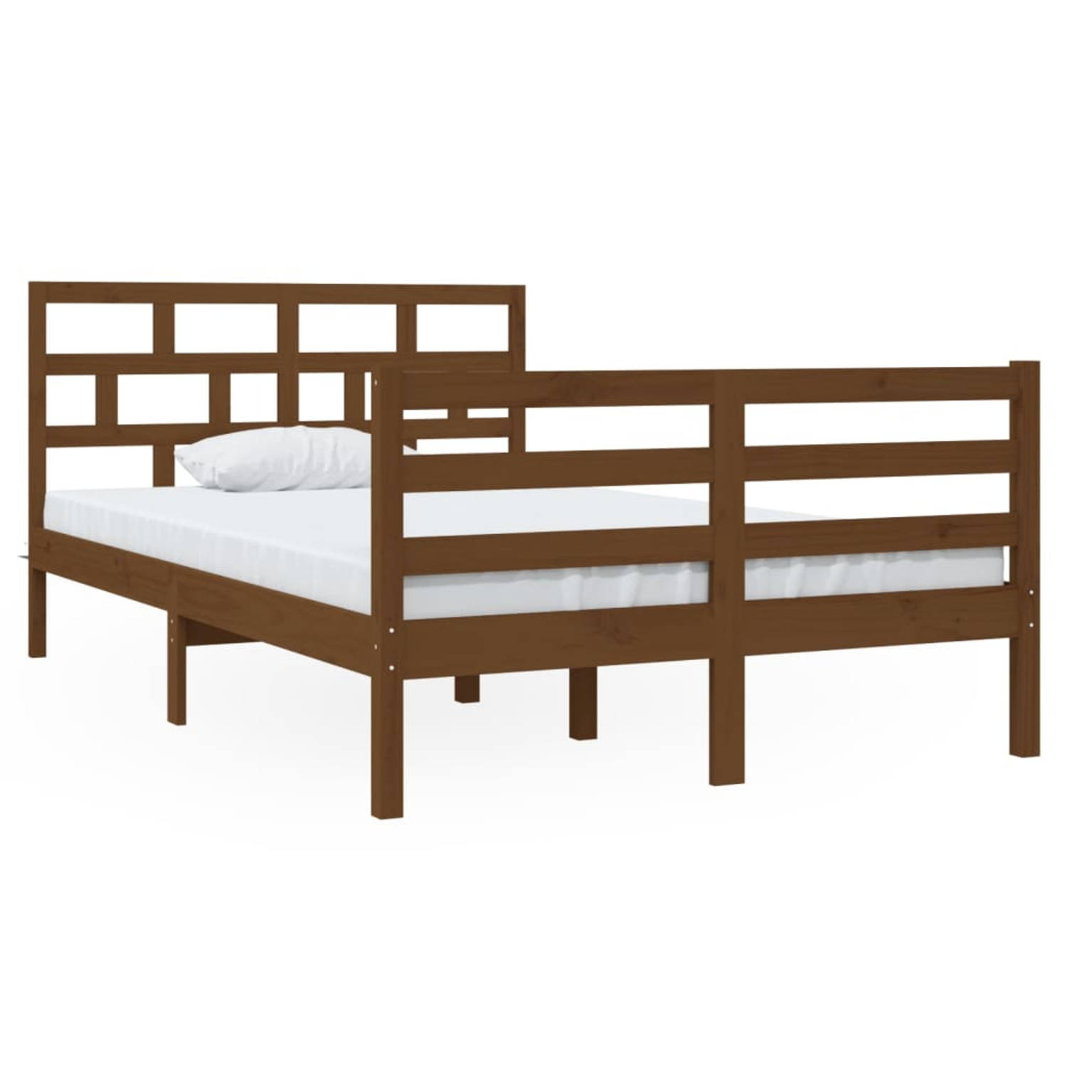 The Living Store Bedframe massief hout honingbruin 120x190 cm 4FT Small Double - Bedframe - Bedframes - Bed - Bedbodem - Ledikant - Bed Frame - Massief Houten Bedframe - Slaapmeube