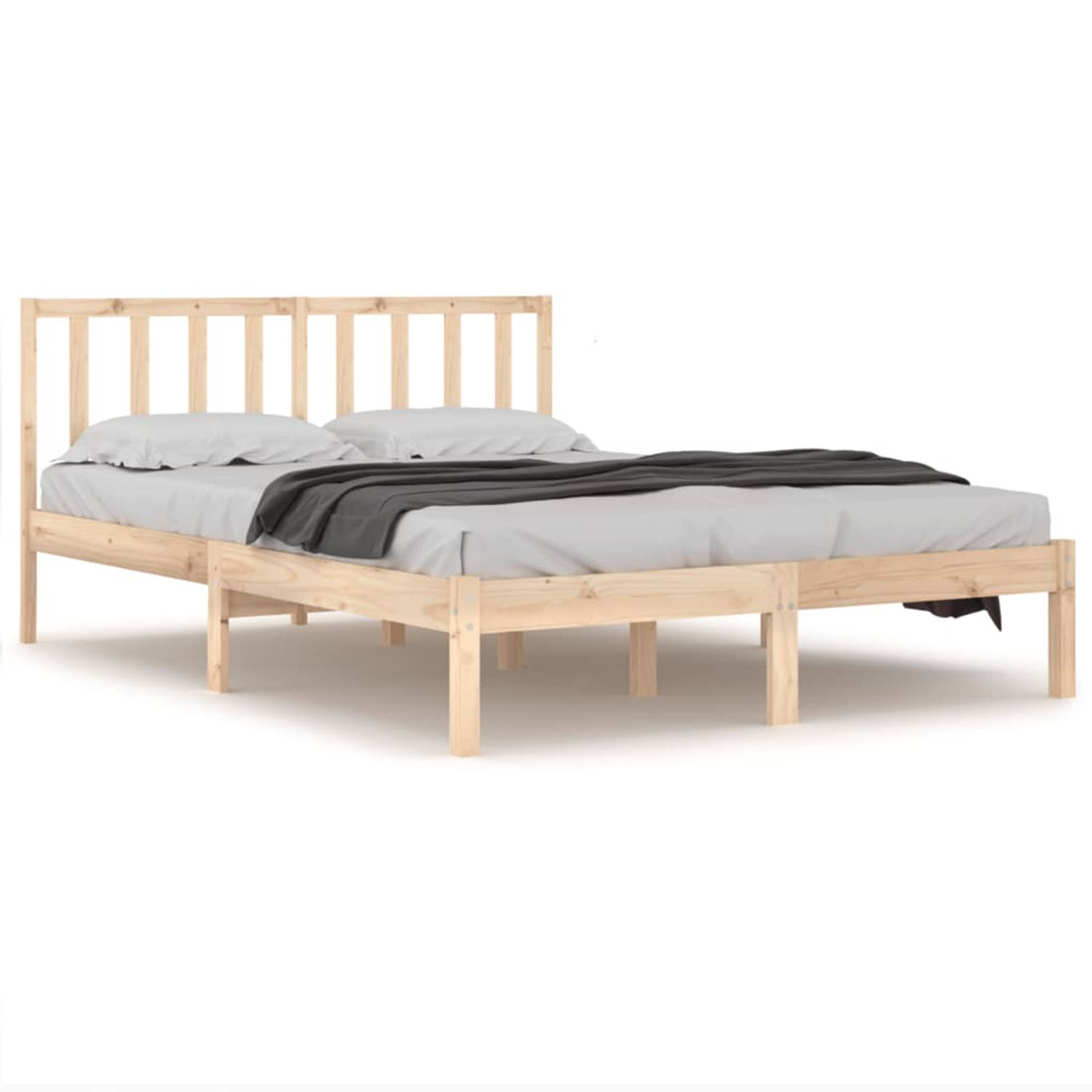 The Living Store Bedframe massief grenenhout 200x200 cm - Bedframe - Bedframes - Bed - Bedbodem - Ledikant - Bed Frame - Massief Houten Bedframe - Slaapmeubel - Bedden - Bedbodems