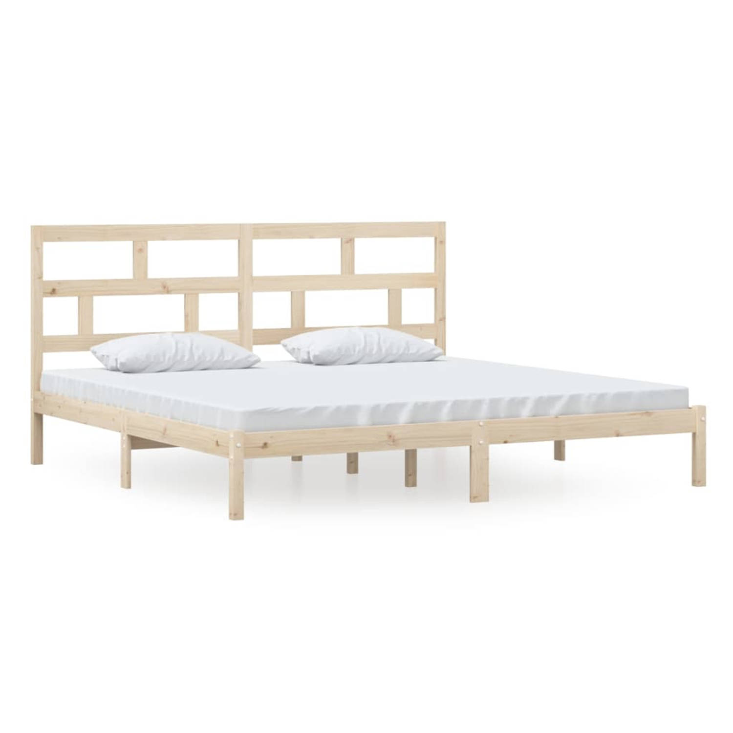 The Living Store Bedframe massief grenenhout 200x200 cm - Bedframe - Bedframes - Bed - Bedbodem - Ledikant - Bed Frame - Massief Houten Bedframe - Slaapmeubel - Tweepersoonsbed - B