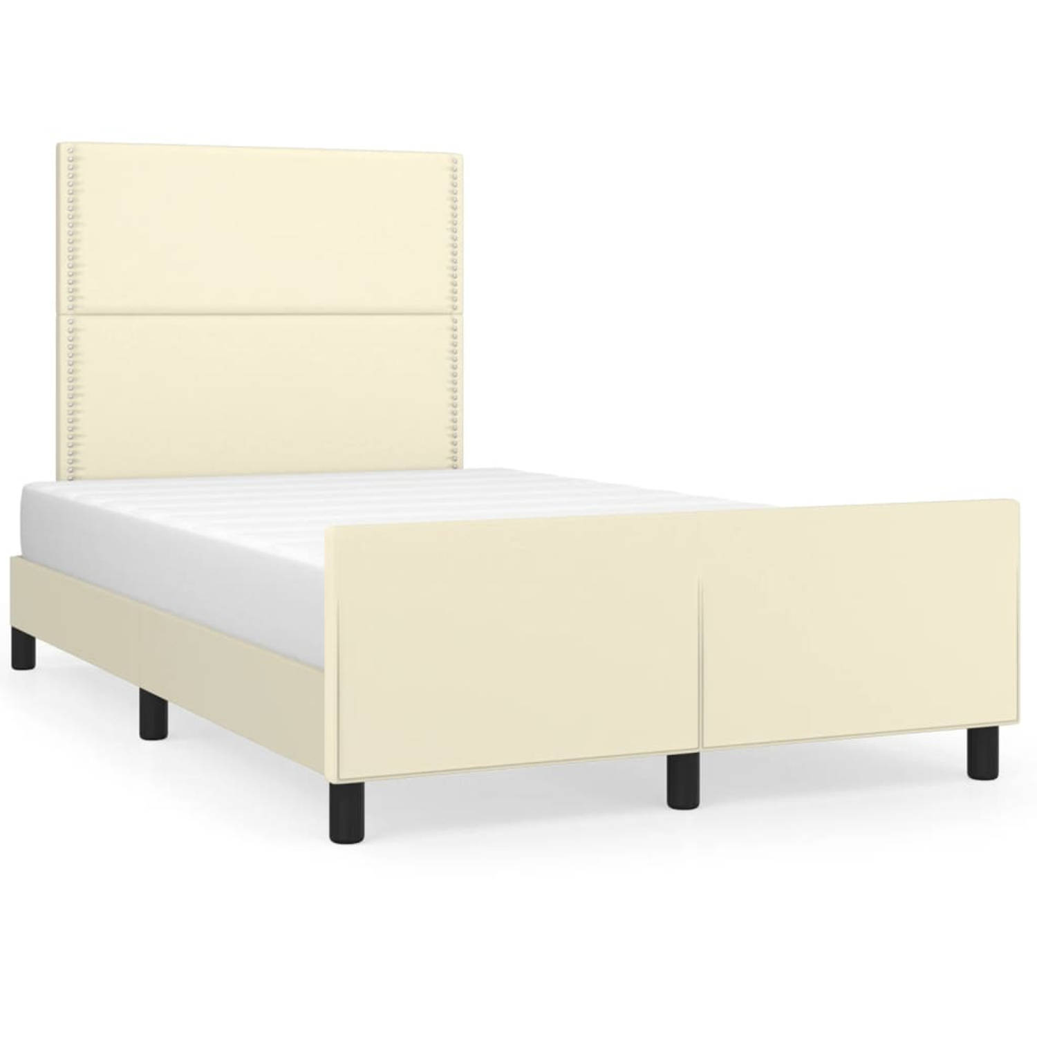 The Living Store Bedframe met hoofdbord kunstleer crèmekleurig 120x200 cm - Bedframe Met Hoofdbord - Bedframes Met Hoofdborden - Bedframe - Bed - Slaapmeubel - Bedbodem - Ledikant