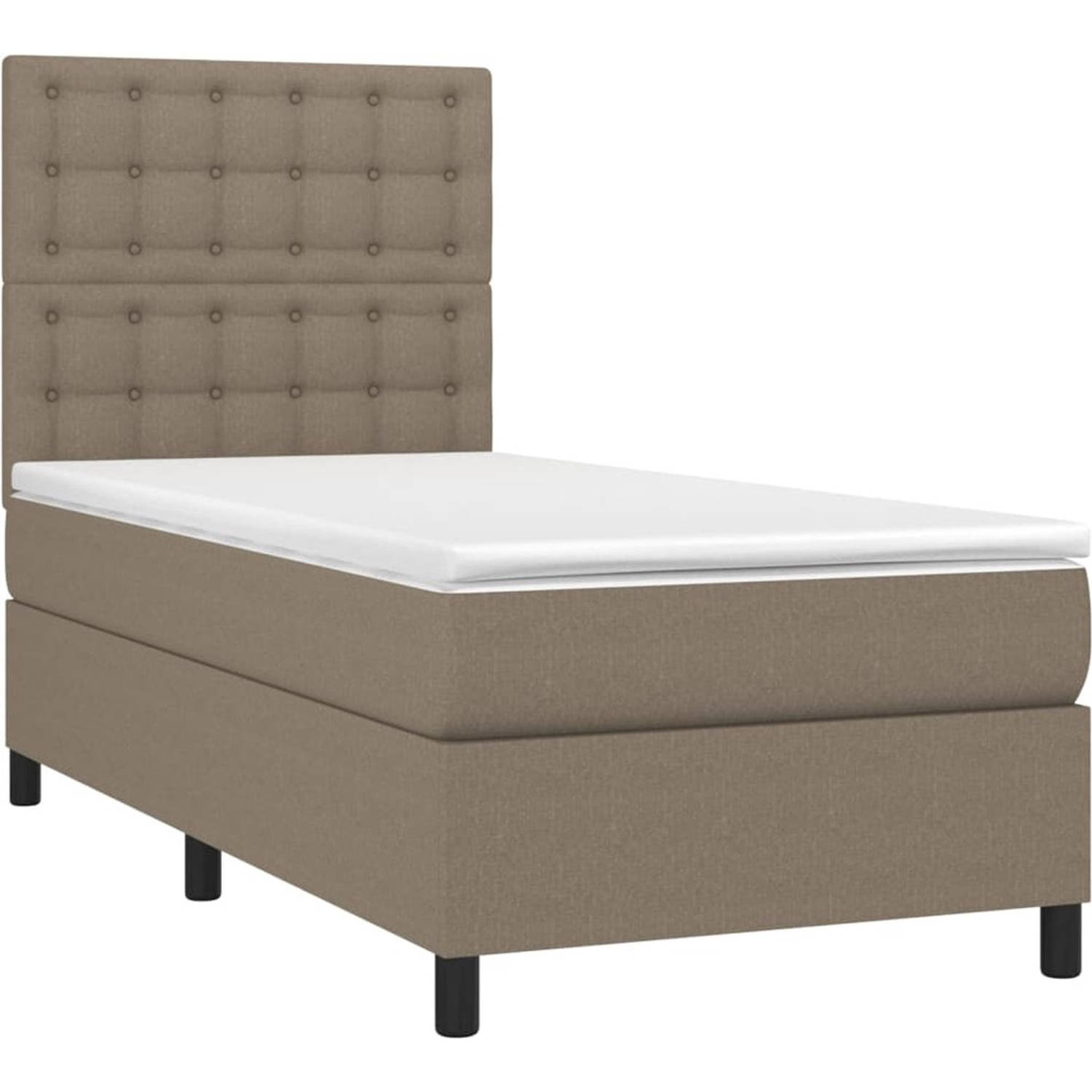 The Living Store Boxspringbed - Pocketvering - 100x200cm - taupe