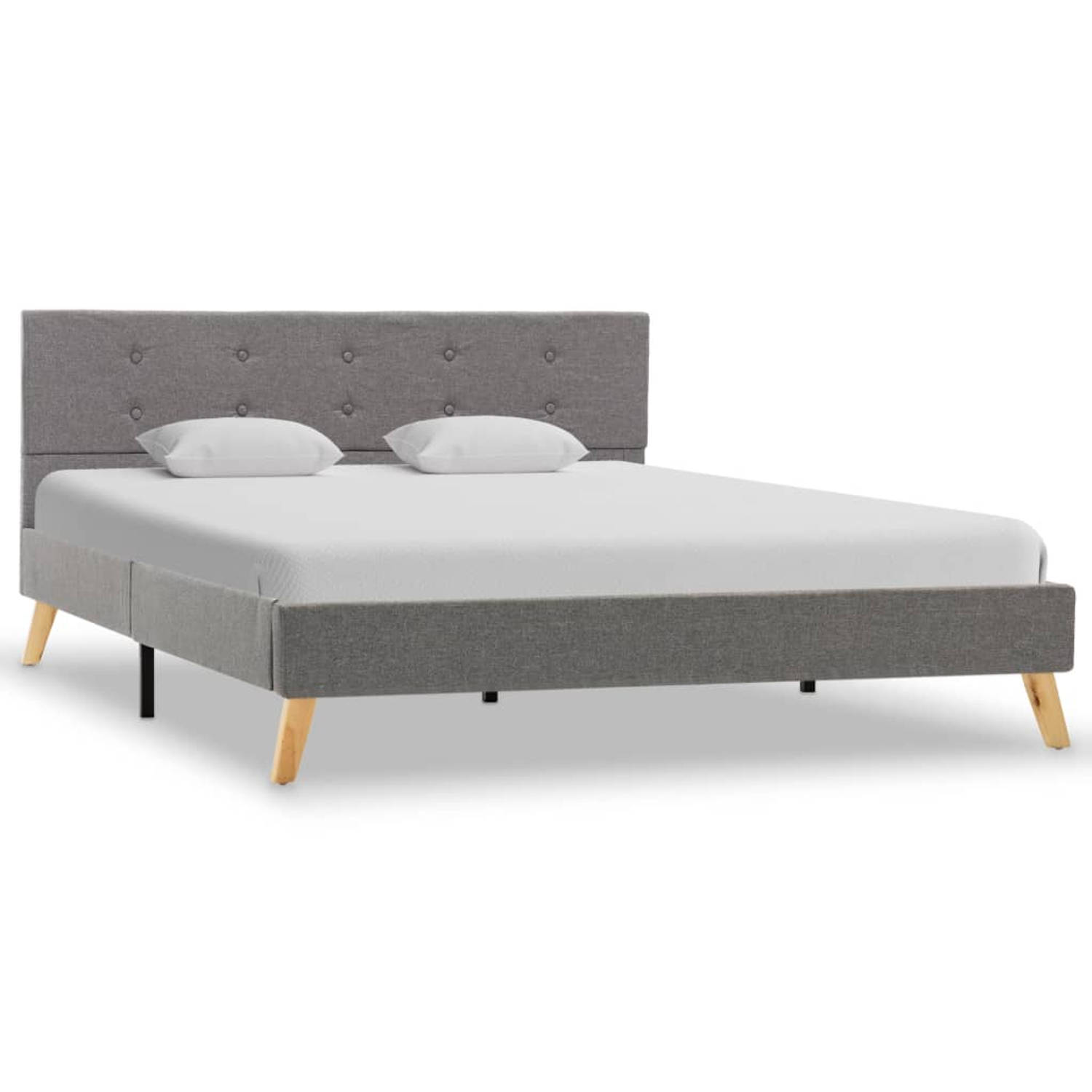 The Living Store Bedframe stof lichtgrijs 140x200 cm - Bed