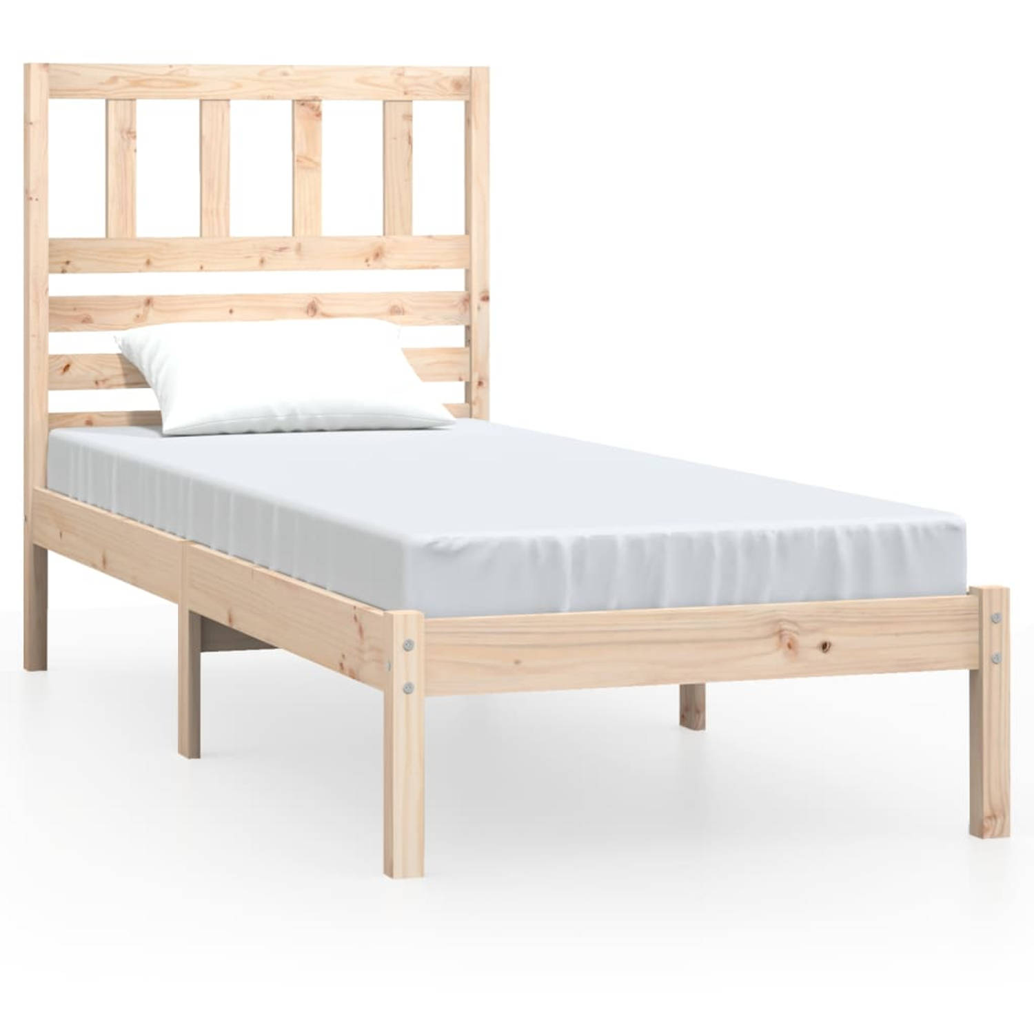 The Living Store Bedframe massief grenenhout 100x200 cm - Bedframe - Bedframes - Eenpersoonsbed - Bed - Bedombouw - Frame - Bed Frame - Ledikant - Bedframe Met Hoofdeinde - Eenpers