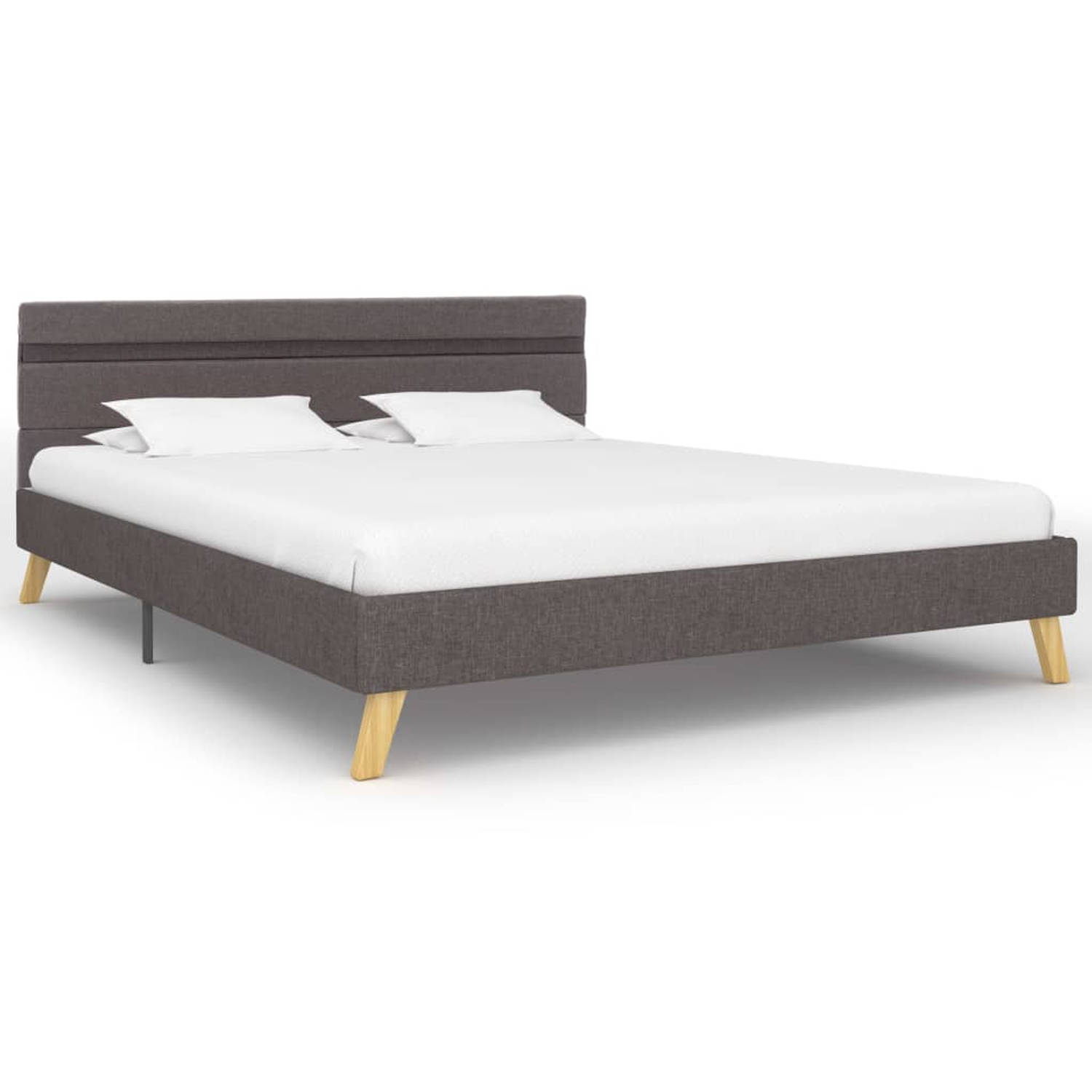 The Living Store Bedframe met LED stof lichtgrijs 160x200 cm - Bed