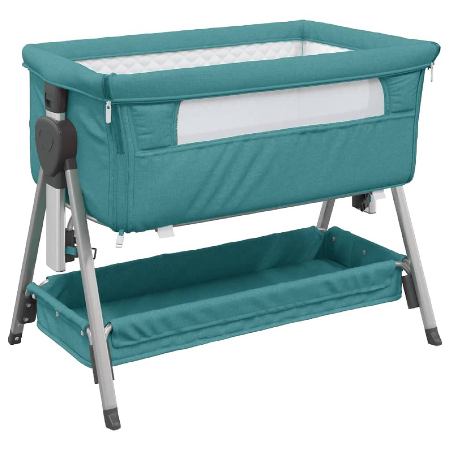 The Living Store Babybox met matras linnen groen - Bed