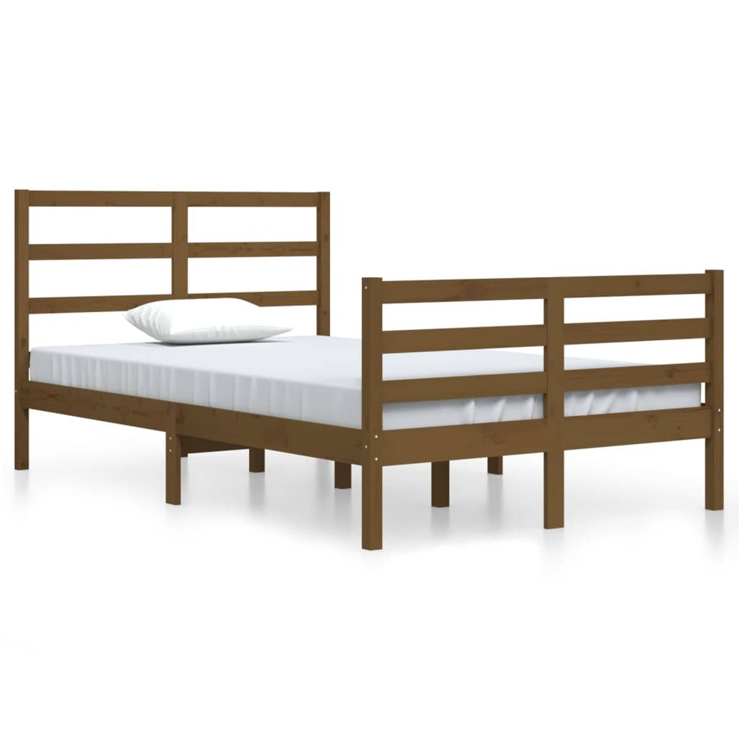 The Living Store Bedframe massief grenenhout honingbruin 120x200 cm - Bedframe - Bedframes - Bed - Bedbodem - Ledikant - Bed Frame - Massief Houten Bedframe - Slaapmeubel - Bedden