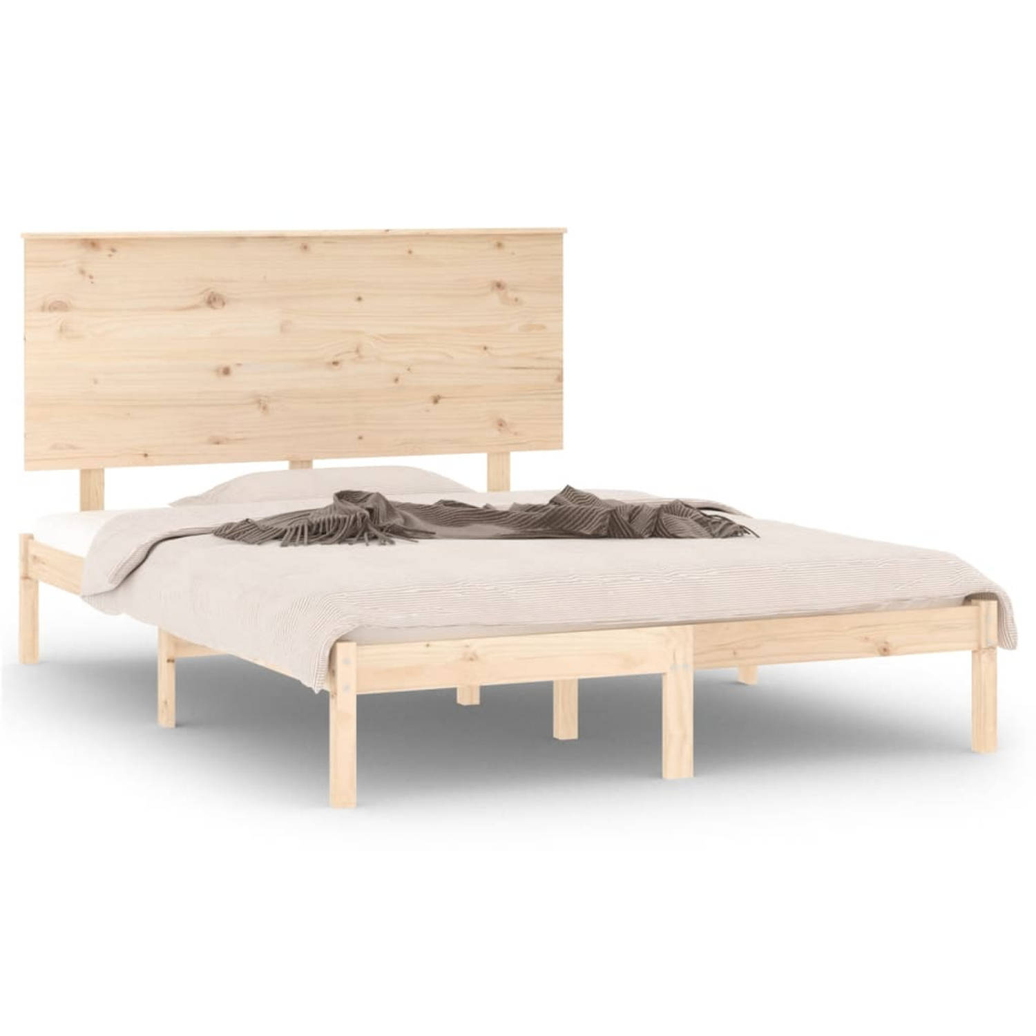 The Living Store Bedframe massief grenenhout 120x200 cm - Bedframe - Bedframes - Bed - Bedbodem - Ledikant - Bed Frame - Massief Houten Bedframe - Slaapmeubel - Tweepersoonsbed - B