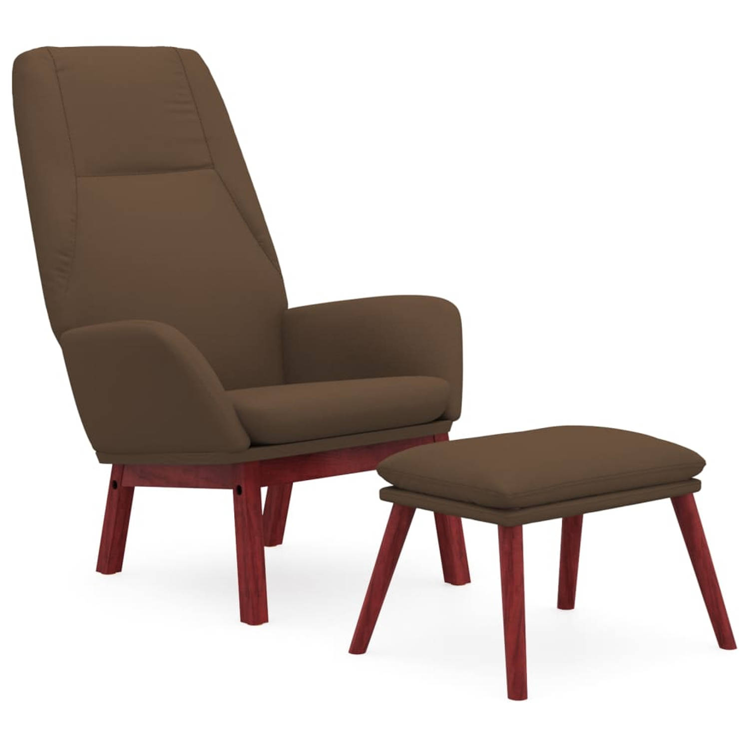 The Living Store Relaxstoel met Voetenbank - Bruin - 70x77x94 cm