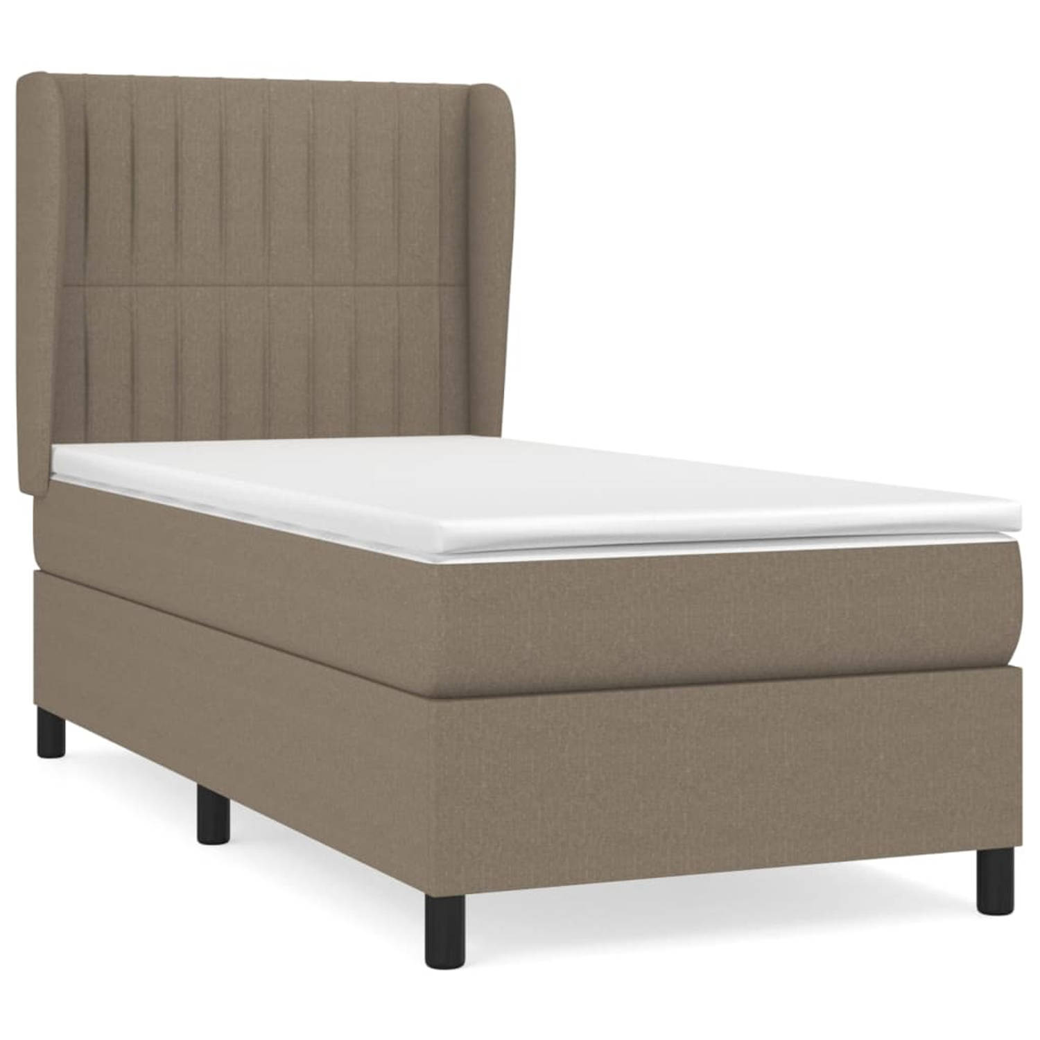 The Living Store Boxspring met matras stof taupe 90x190 cm - Boxspring - Boxsprings - Bed - Slaapmeubel - Boxspringbed - Boxspring Bed - Tweepersoonsbed - Bed Met Matras - Bedframe