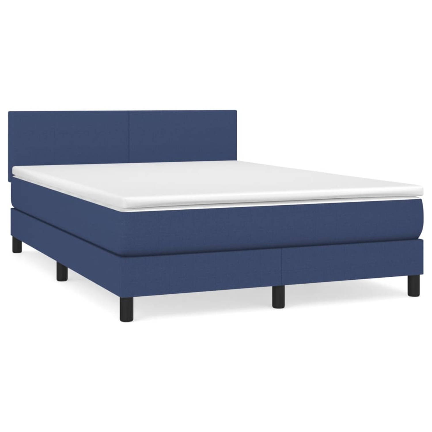 The Living Store Boxspring Bed - Blauw - 193 x 144 x 78/88 cm - Pocketvering Matras - Middelharde Ondersteuning - Huidvriendelijk Topmatras - Inclusief Montagehandleiding