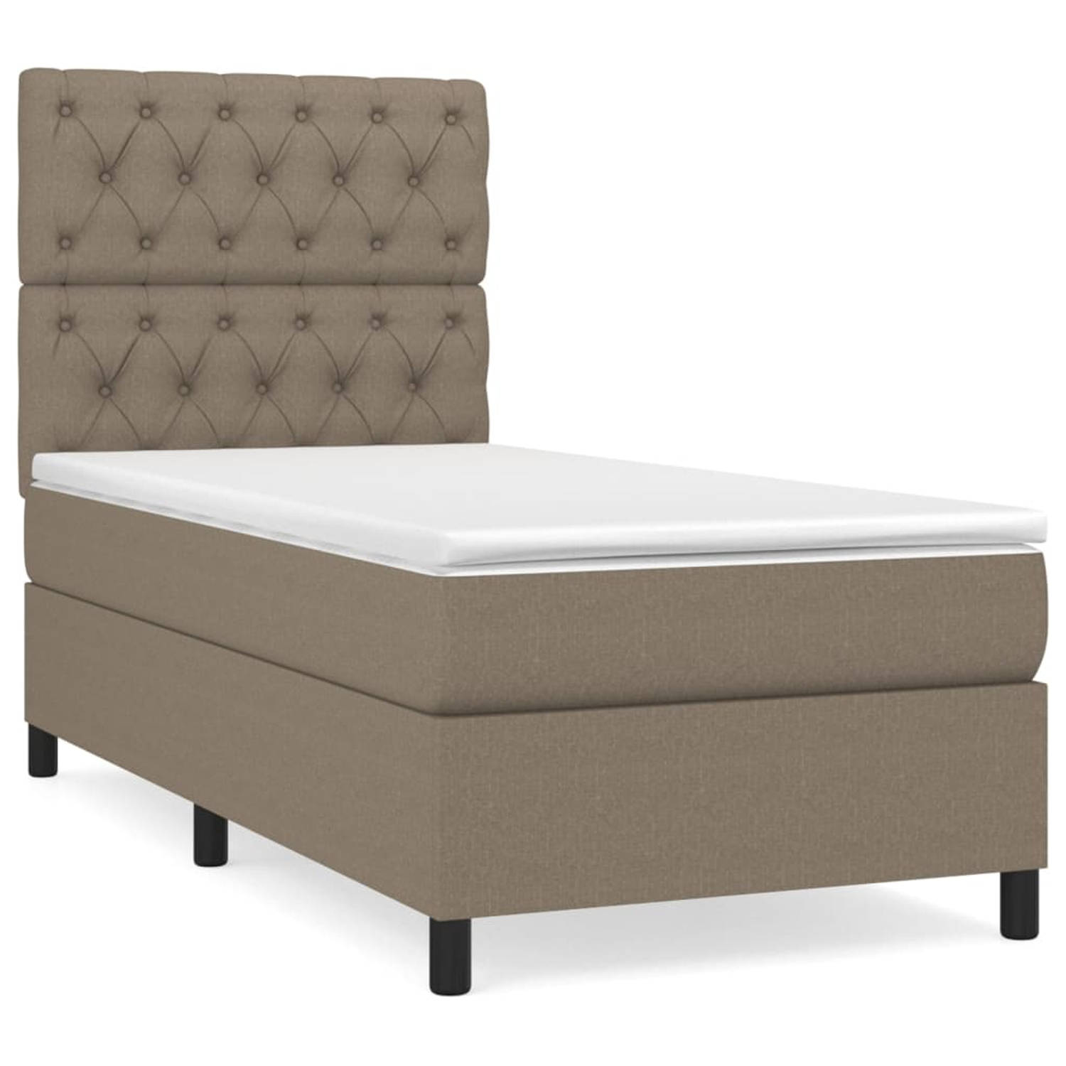 The Living Store Boxspring met matras stof taupe 80x200 cm - Bed