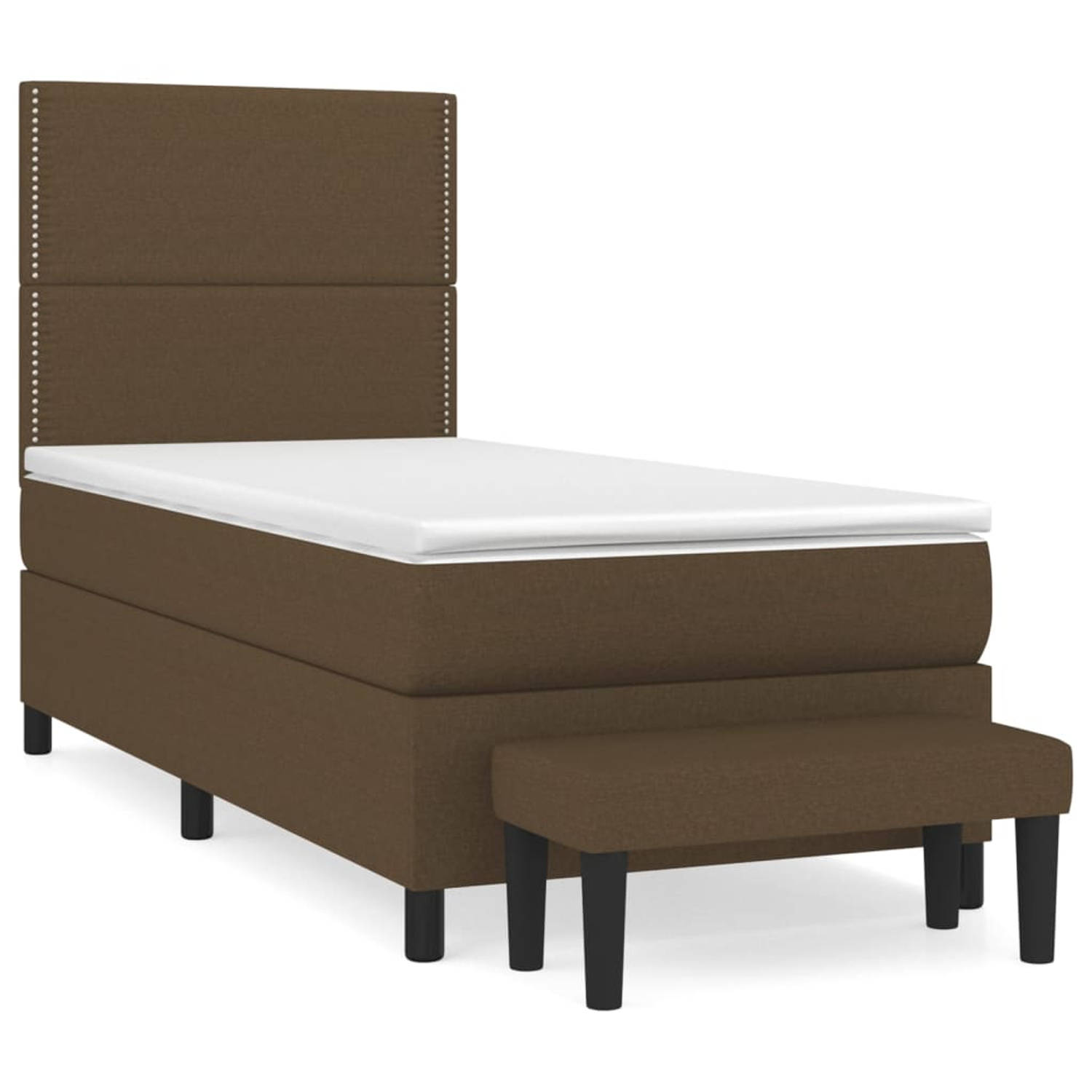 The Living Store Boxspringbed - Comfort - Bedframe 203 x 90 x 118/128 cm - Donkerbruin