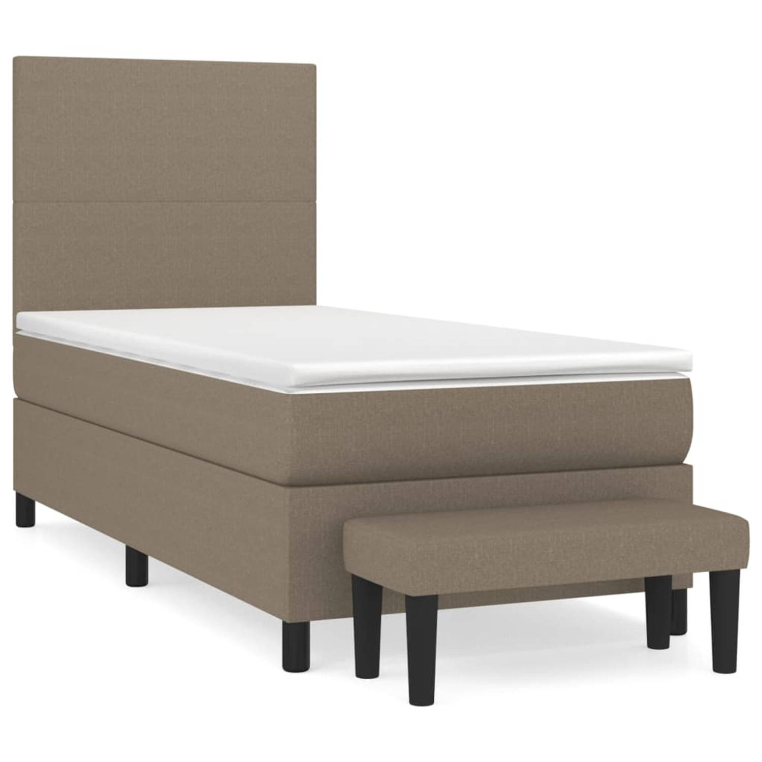 The Living Store Boxspring Bed - Comfort - Bed - 203 x 83 x 118/128 cm - Taupe