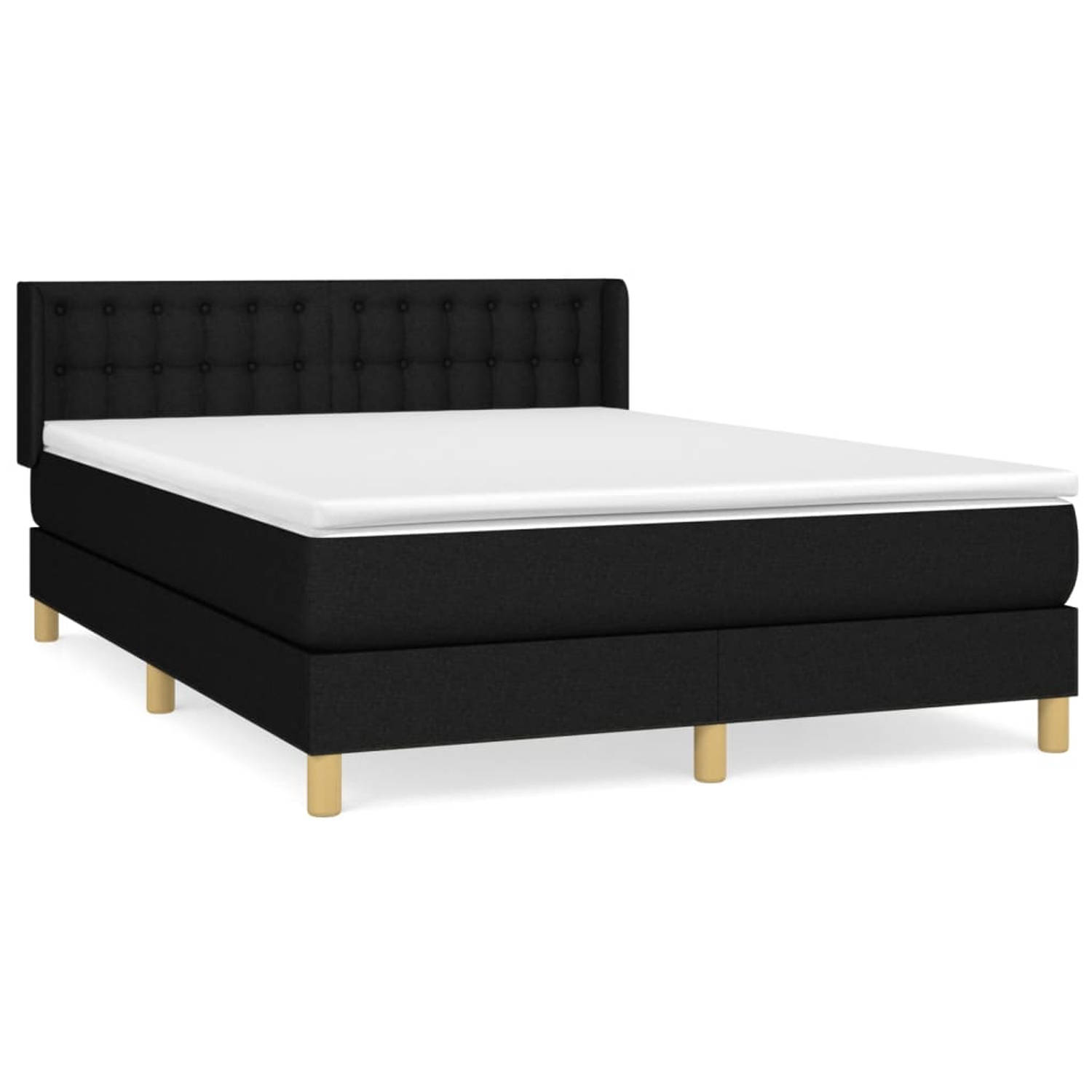 The Living Store Boxspringbed - Comfort Sleep - Bed - 203 x 147 x 78/88 cm - Zwart - Stof (100% polyester)
