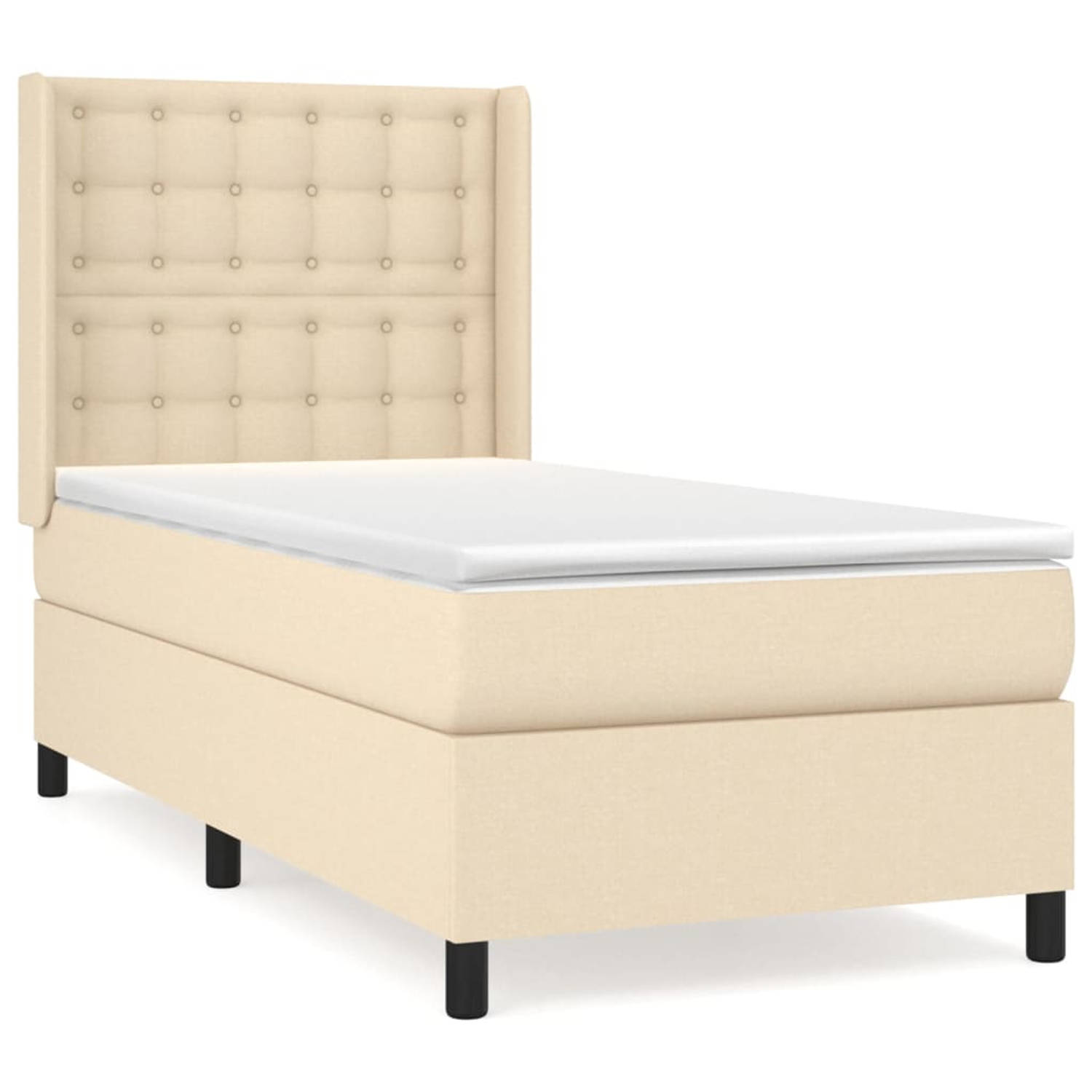 The Living Store Boxspringbed - Crème - 193x93x118/128 cm - Pocketvering matras