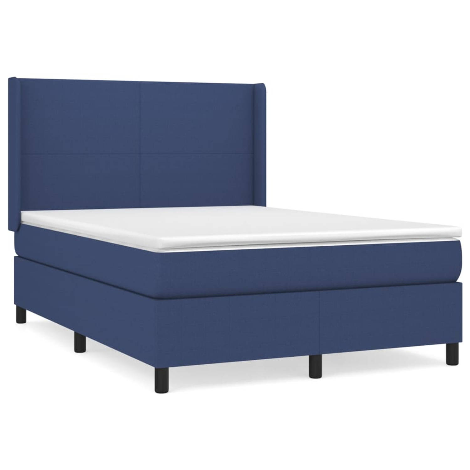 The Living Store Boxspringbed - Comfort - Bed - 193 x 147 x 118/128 cm - Blauw - Ademende en duurzame stof