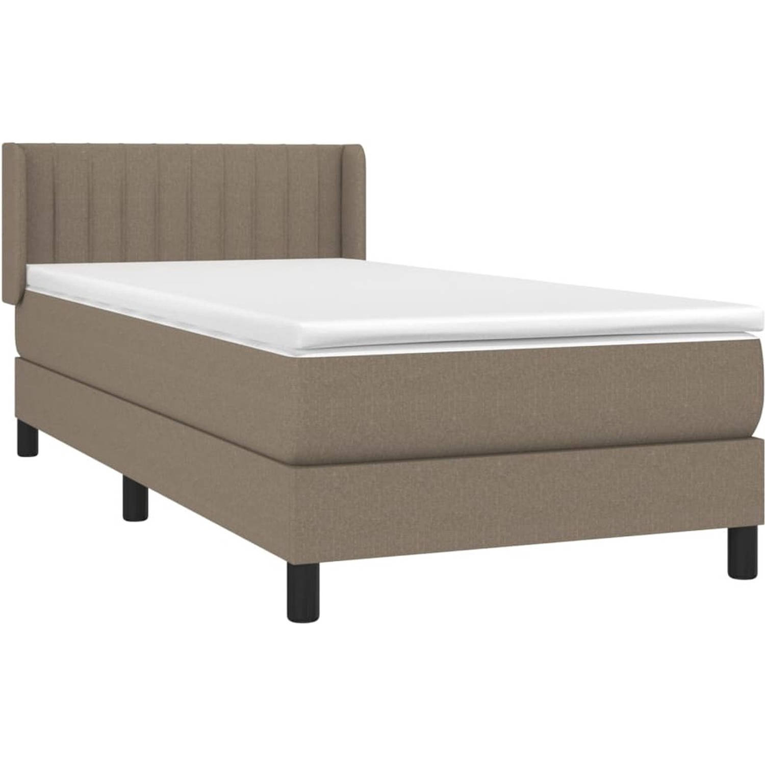 The Living Store Boxspringbed - taupe - 193 x 93 x 78/88 - pocketvering matras - middelharde ondersteuning - huidvriendelijk topmatras