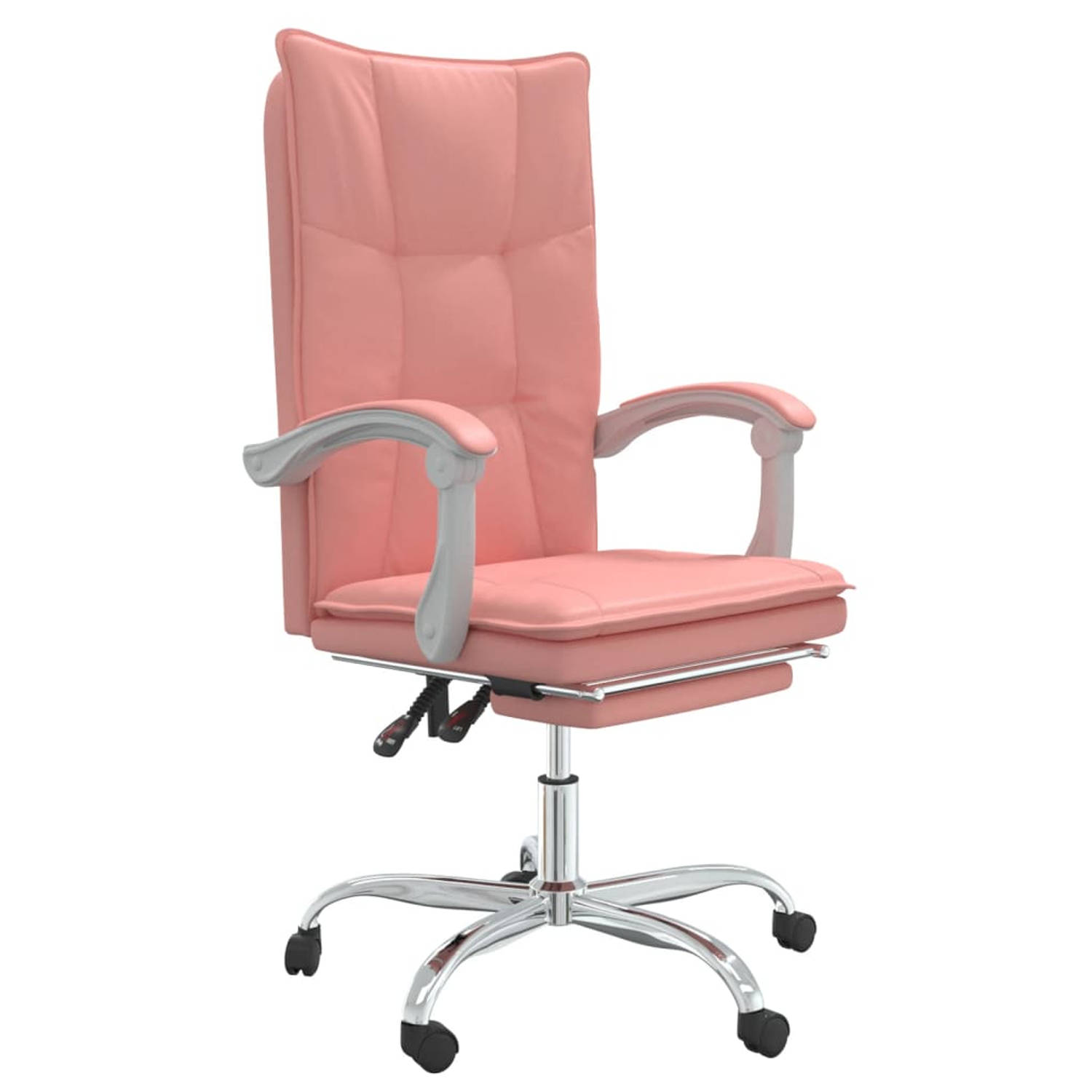 The Living Store Bureaustoel - verstelbaar - kunstleer - roze - 63x56x122.5cm - 360 graden draaibaar