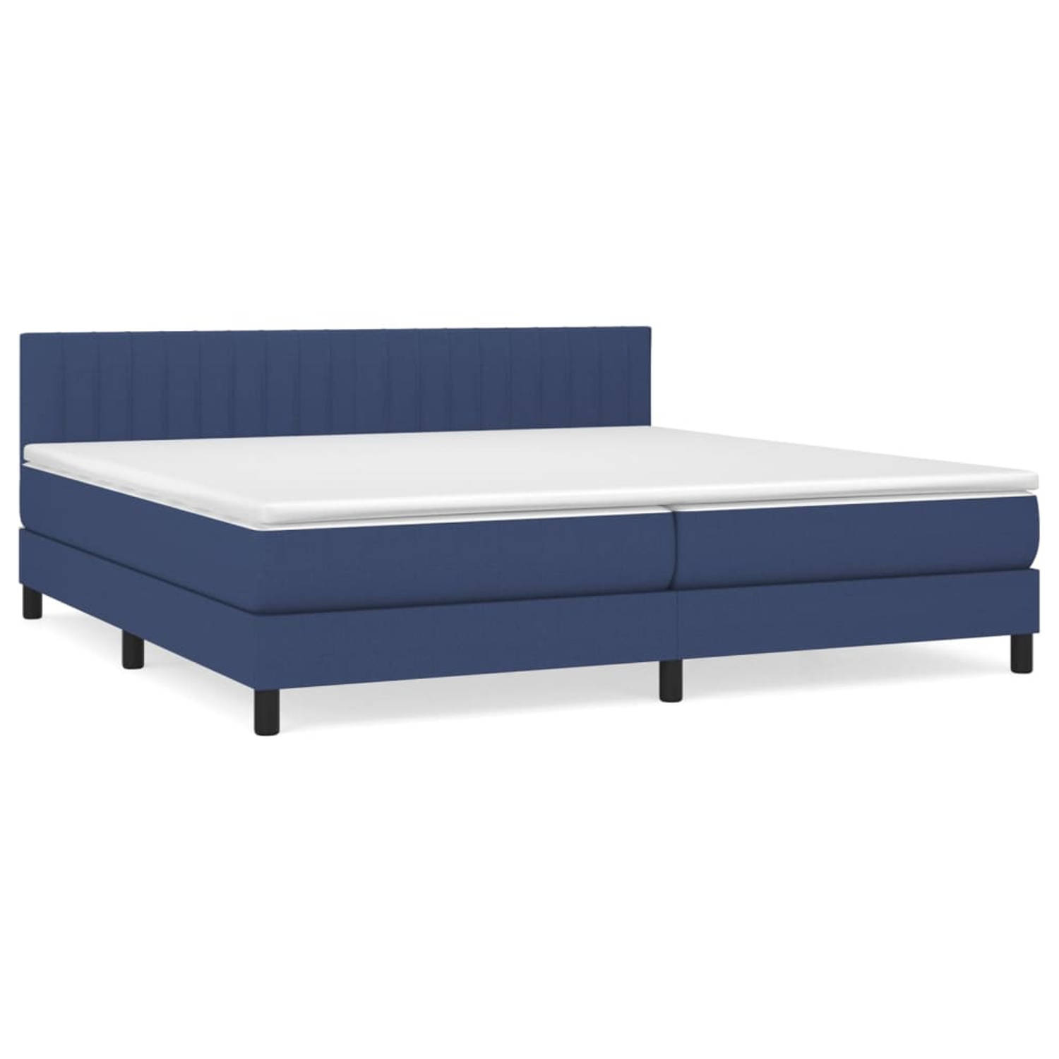 The Living Store Boxspringbed - Comfort Sleep - Bed - 203x200x78/88 - Blauw - Stof (100% polyester) - Multiplex - Pocketvering Matras - Middelharde Ondersteuning - Huidvriendelijk